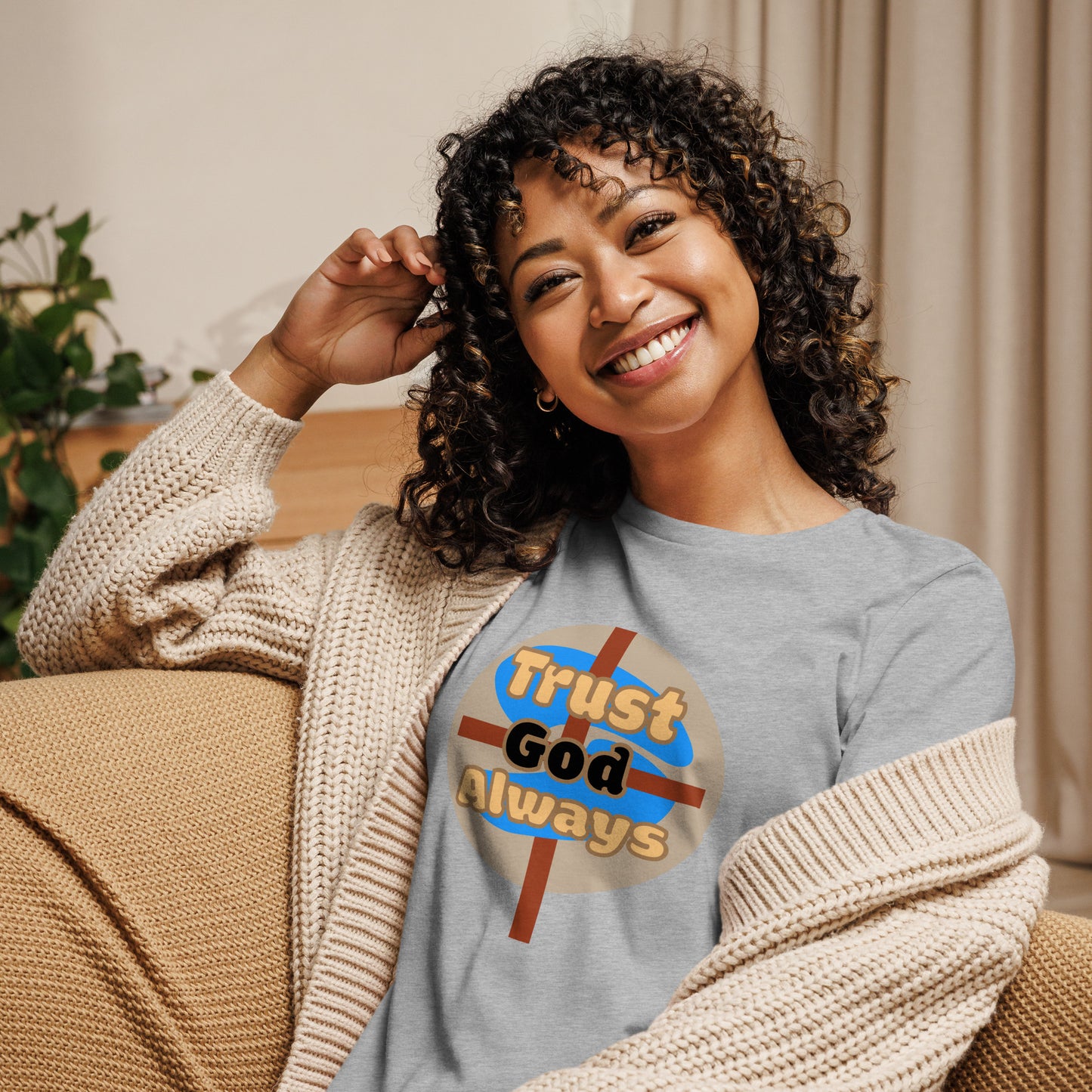 Trust God Women's Relaxed Fit Tee, Athletic Heather
