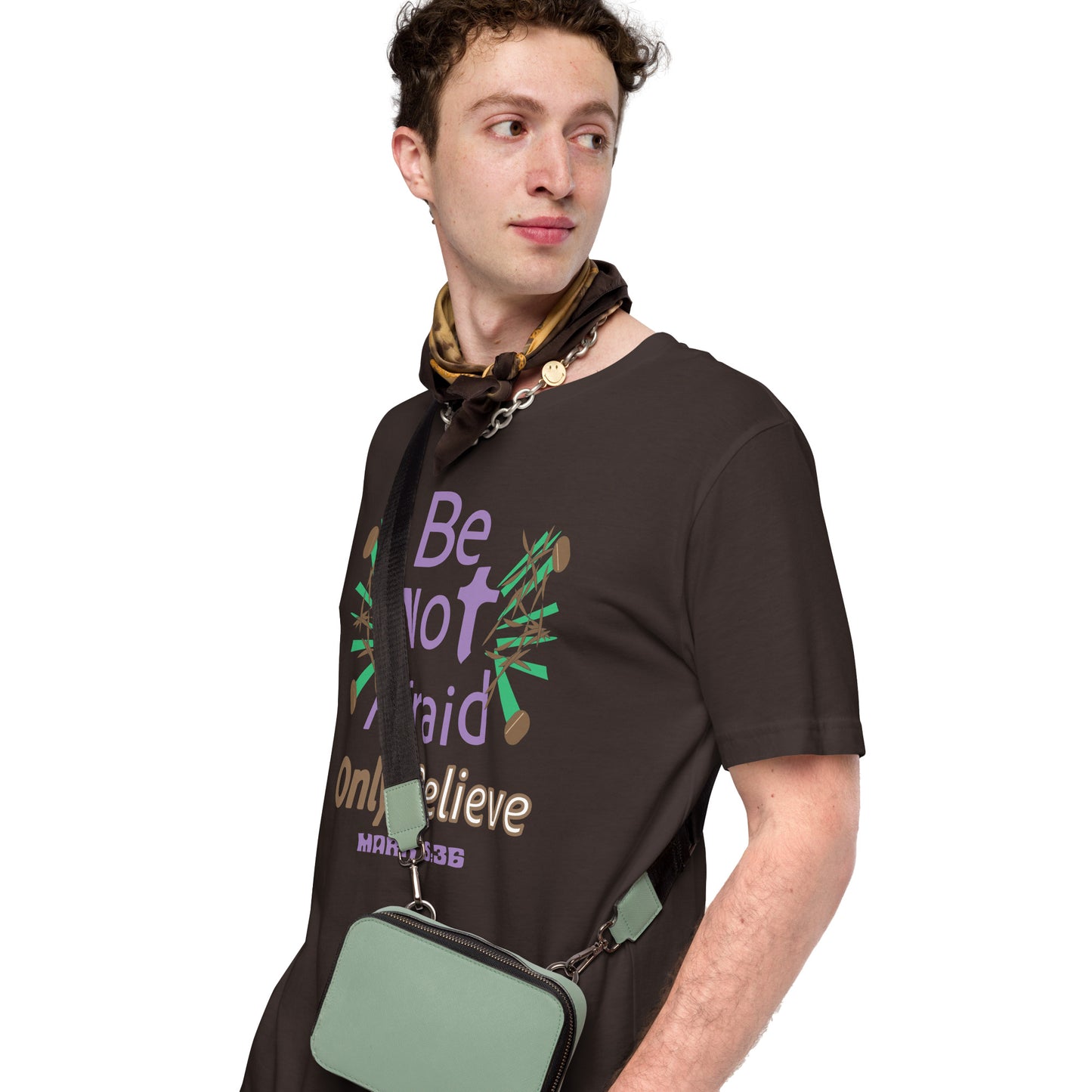 Be not afraid only believe Christian t-shirt, Brown