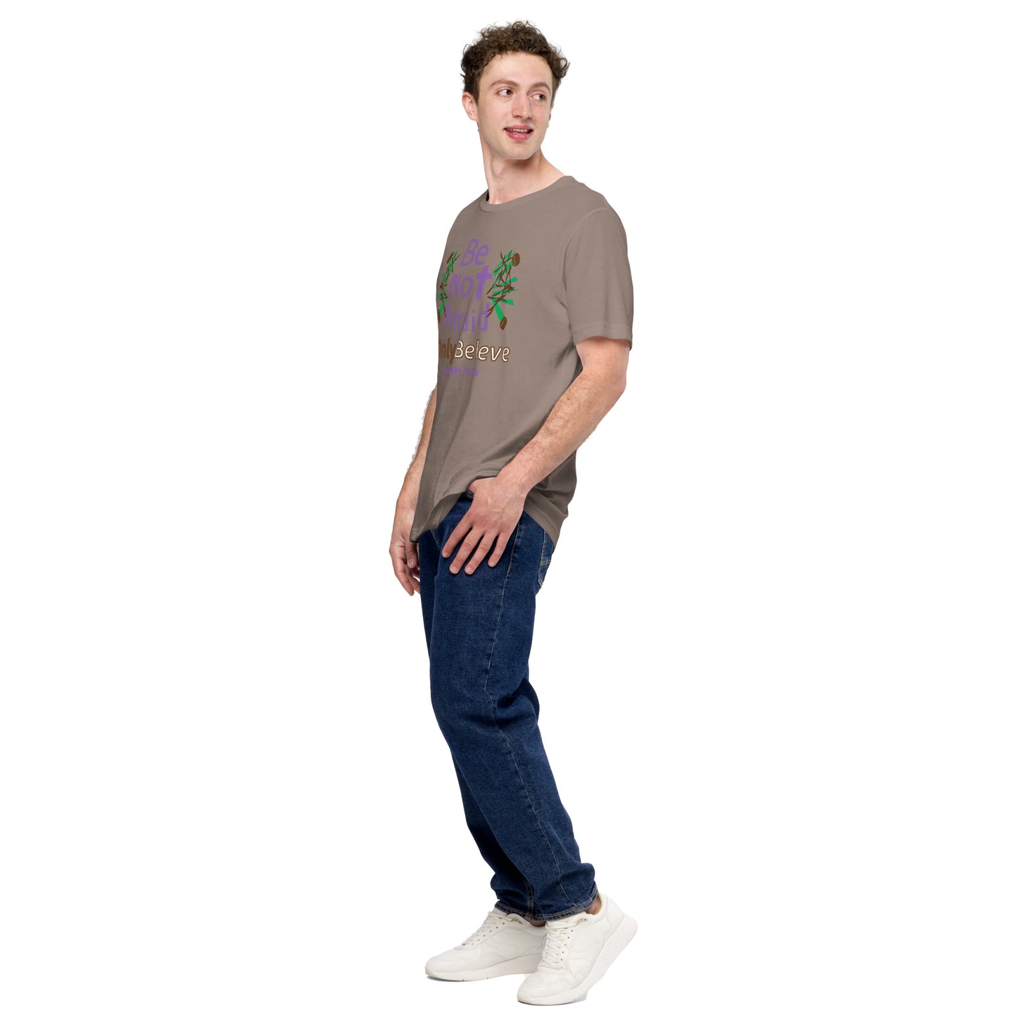 Be not afraid only believe Christian t-shirt, Pebble
