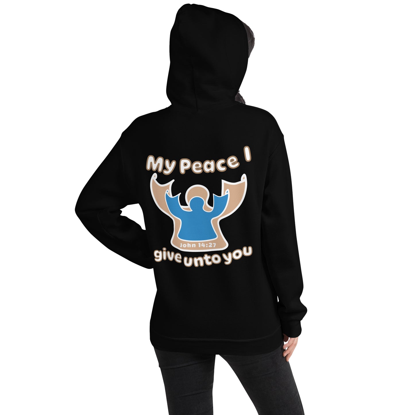 Peace I Leave With You Angel Hoodie, Black