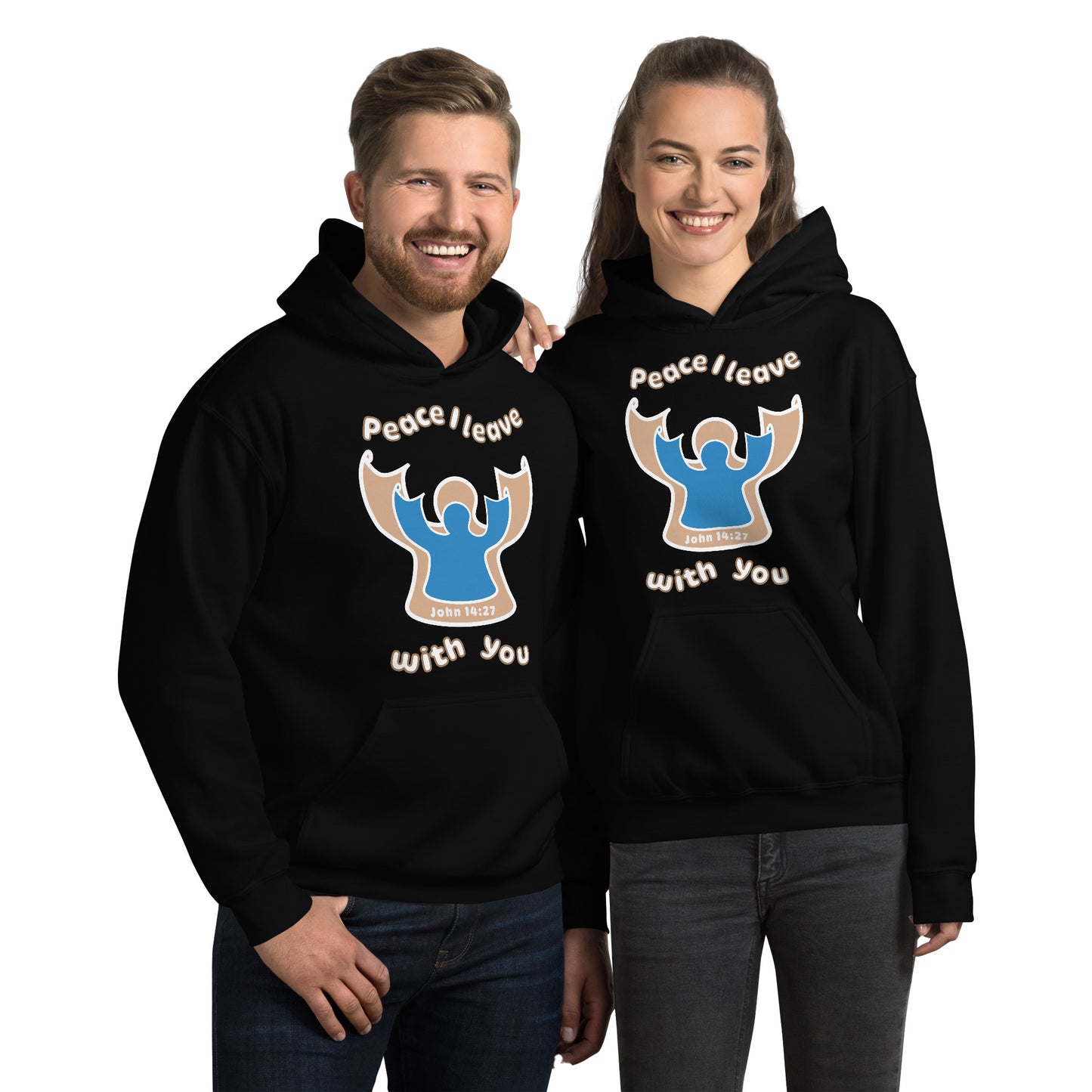 Peace I Leave With You Angel Hoodie, Black