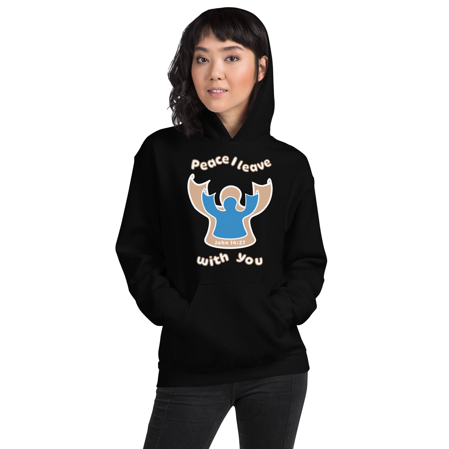 Peace I Leave With You Angel Hoodie, Black
