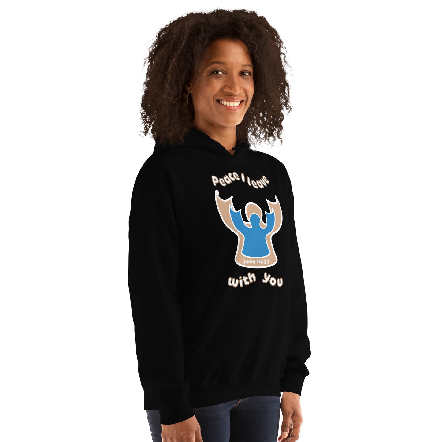 Peace I Leave With You Angel Hoodie, Black