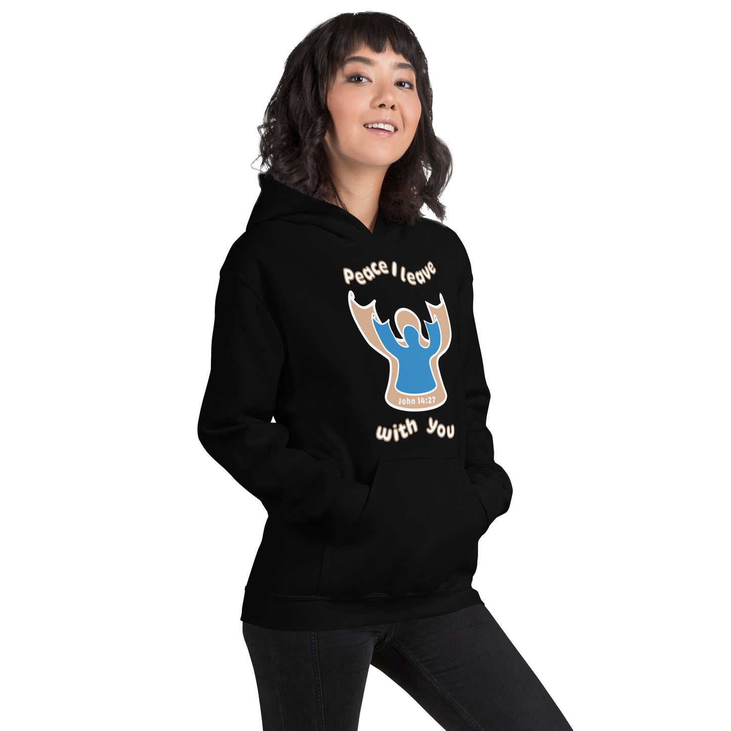 Peace I Leave With You Angel Hoodie, Black