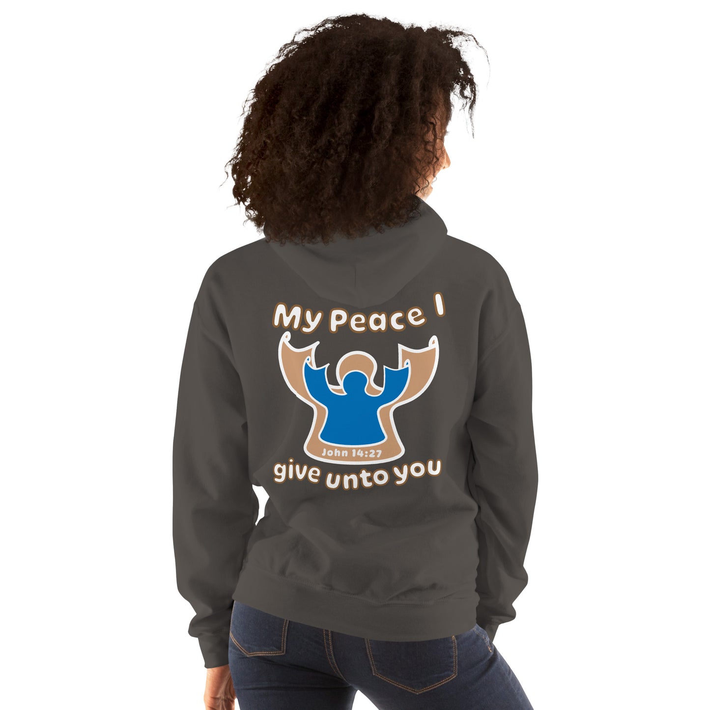Peace I Leave With You Angel Hoodie, Charcoal