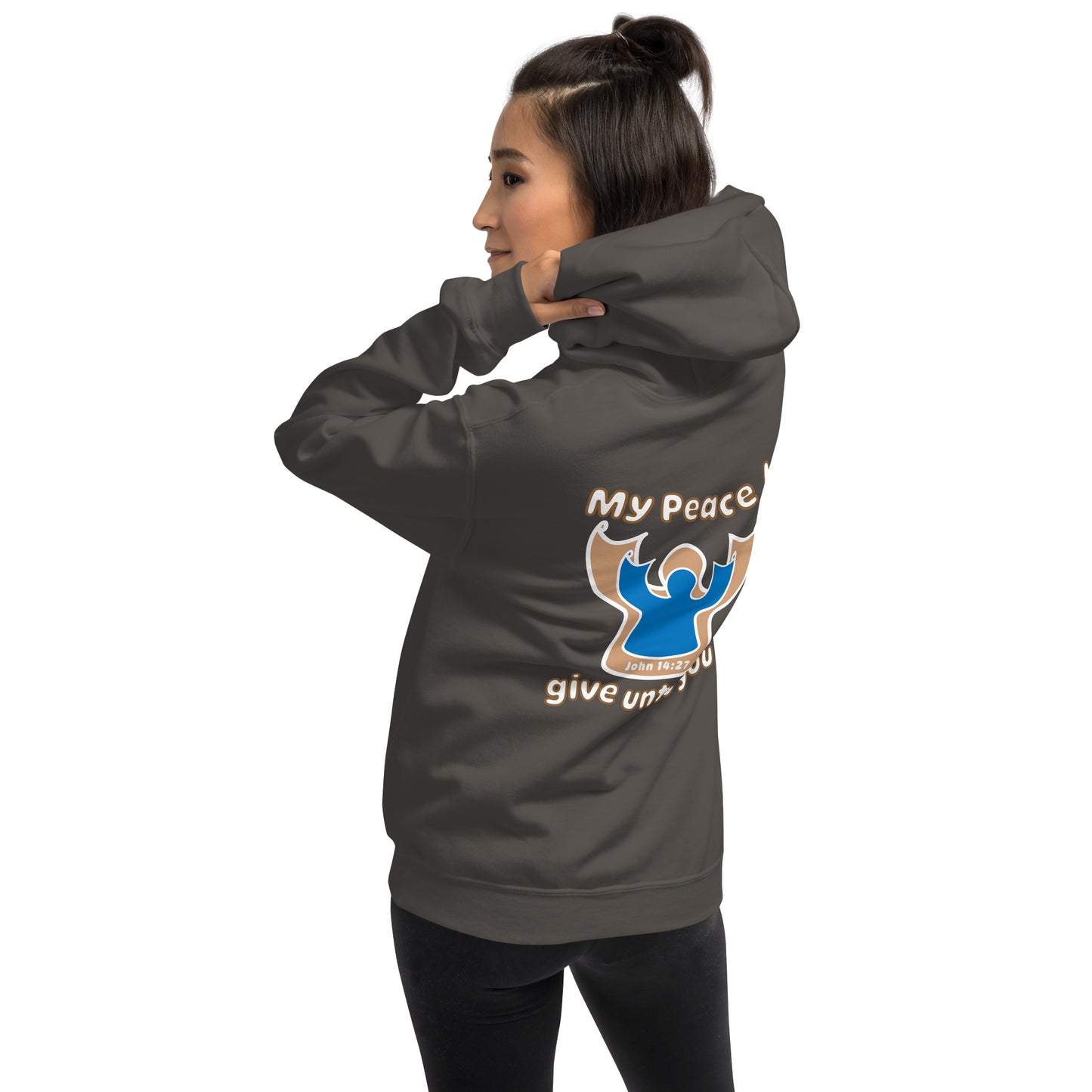 Peace I Leave With You Angel Hoodie, Charcoal