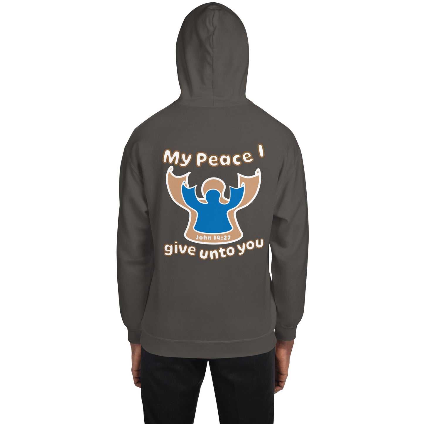 Peace I Leave With You Angel Hoodie, Charcoal