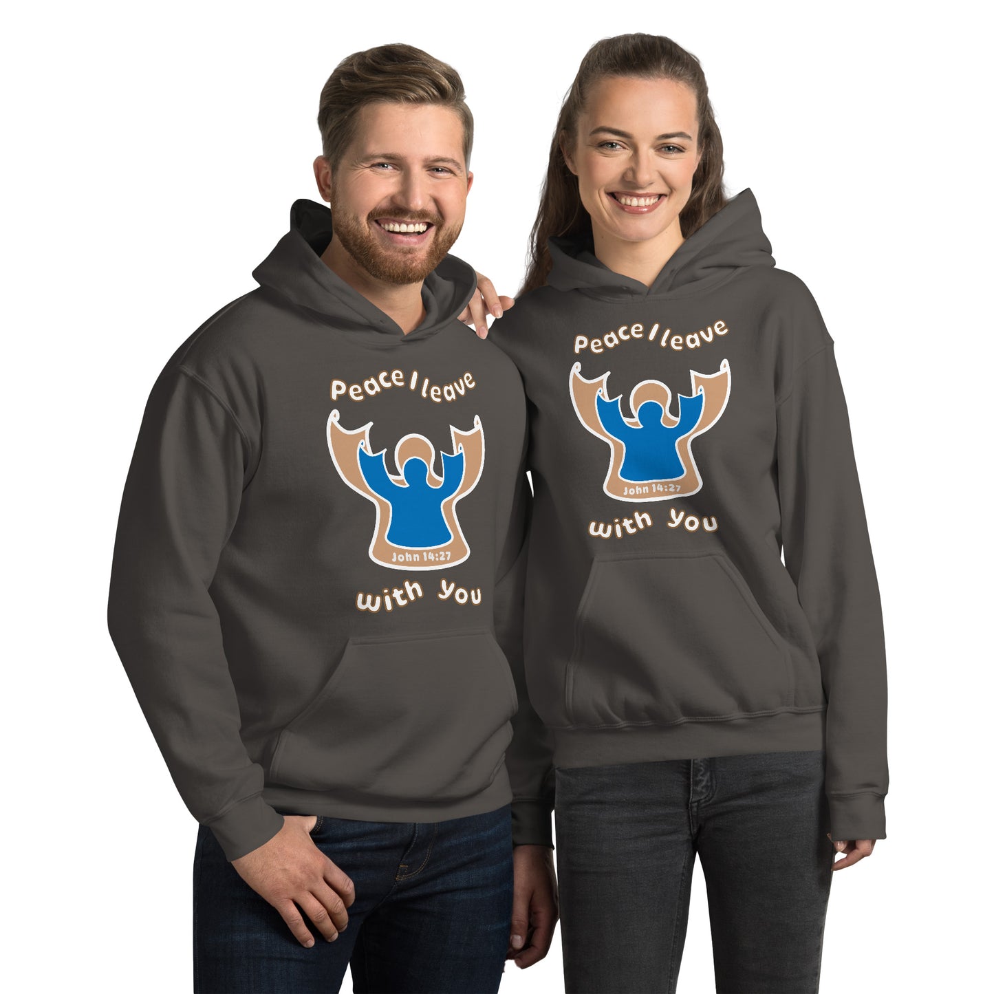 Peace I Leave With You Angel Hoodie, Charcoal