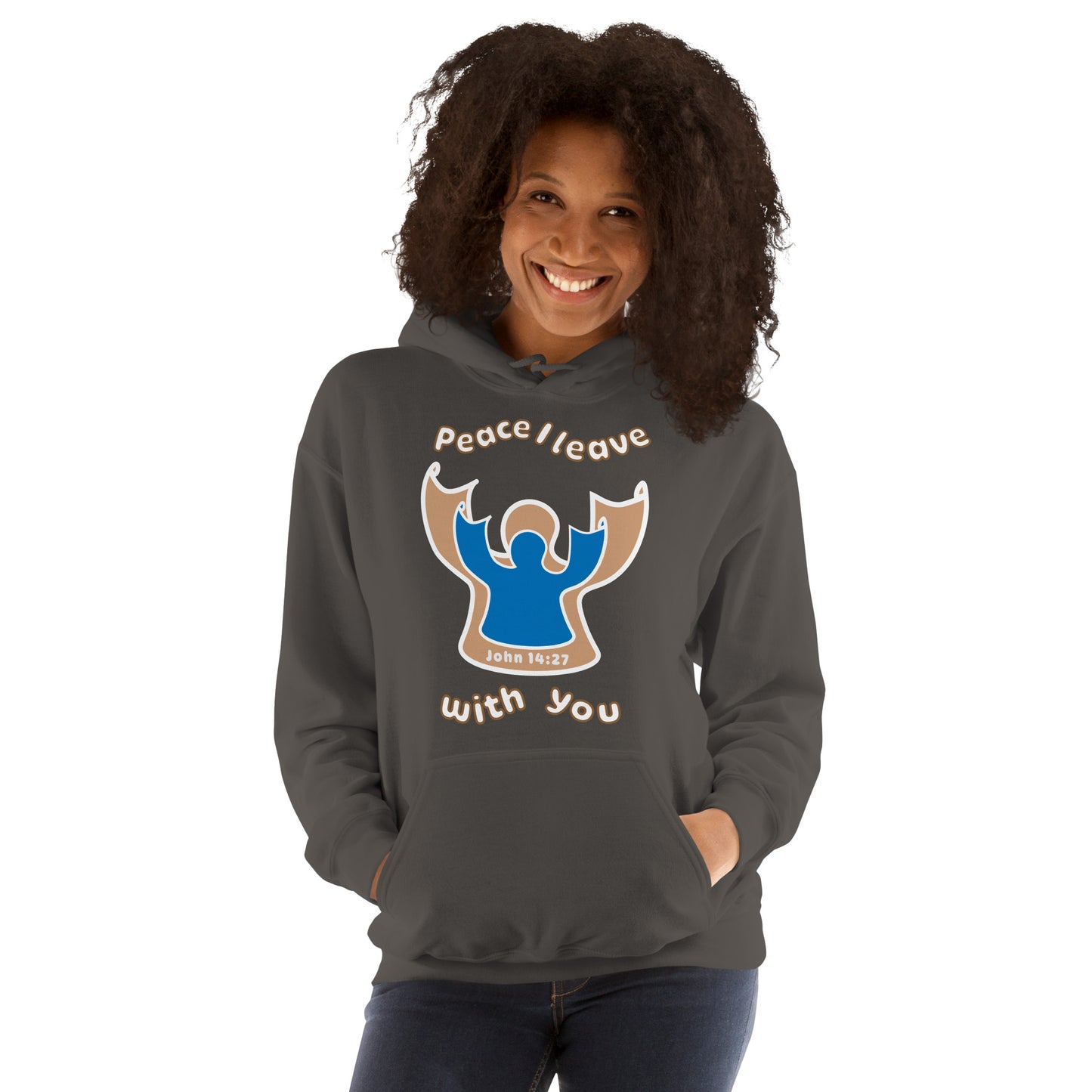 Peace I Leave With You Angel Hoodie, Charcoal