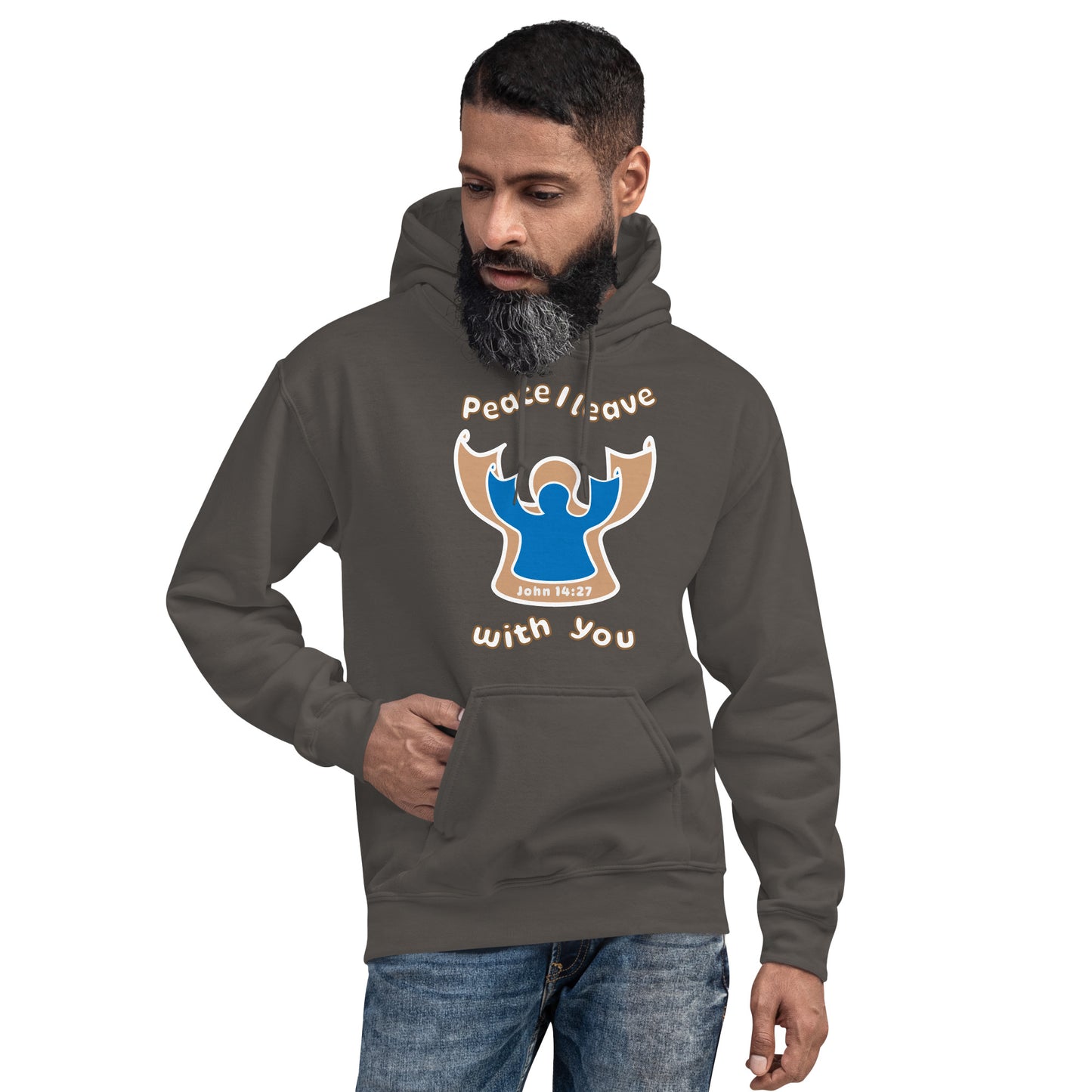 Peace I Leave With You Angel Hoodie, Charcoal