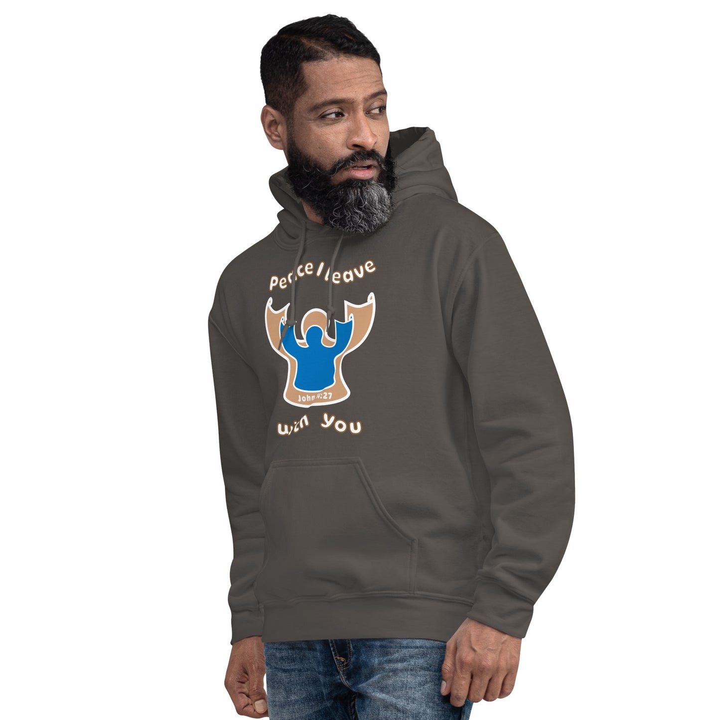Peace I Leave With You Angel Hoodie, Charcoal