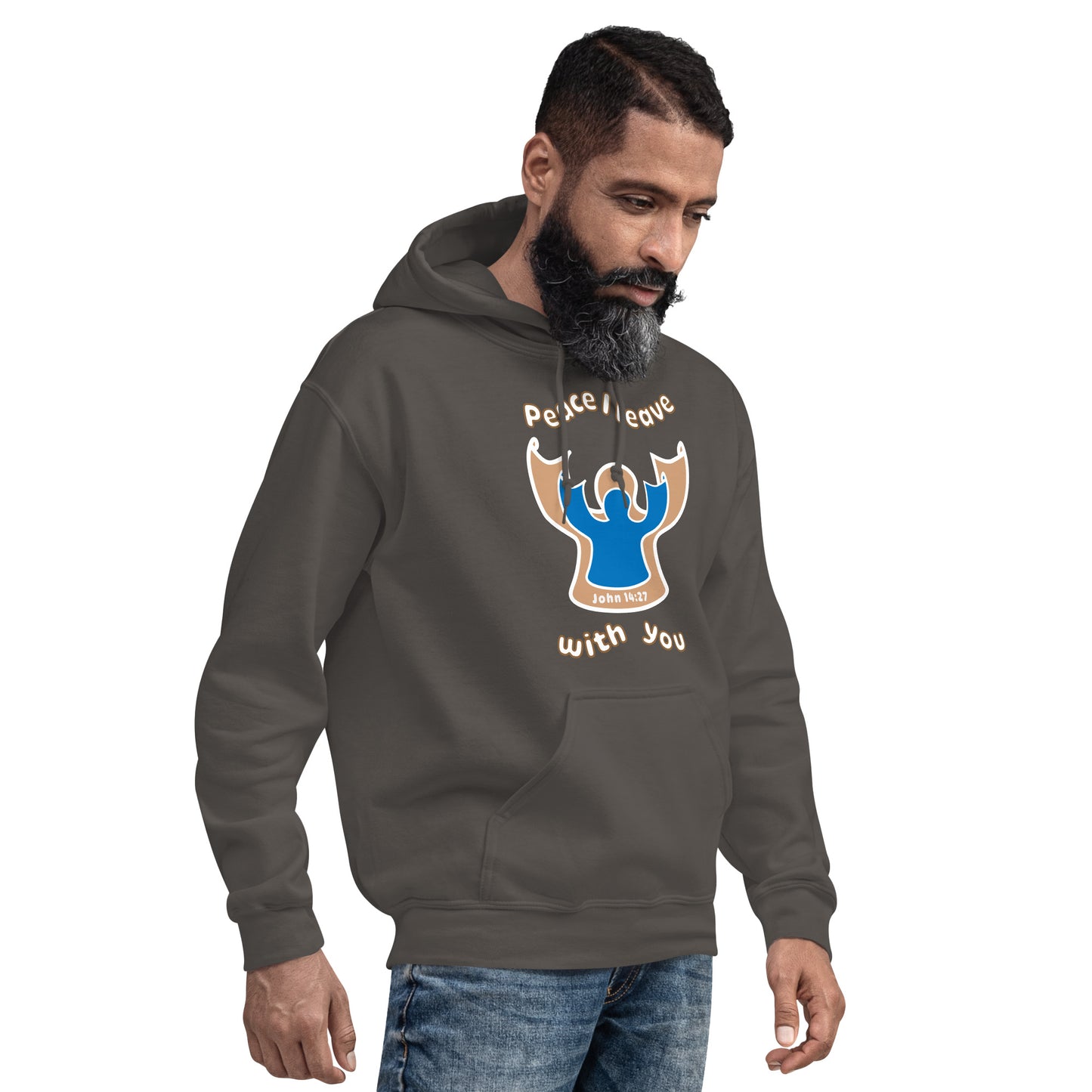Peace I Leave With You Angel Hoodie, Charcoal
