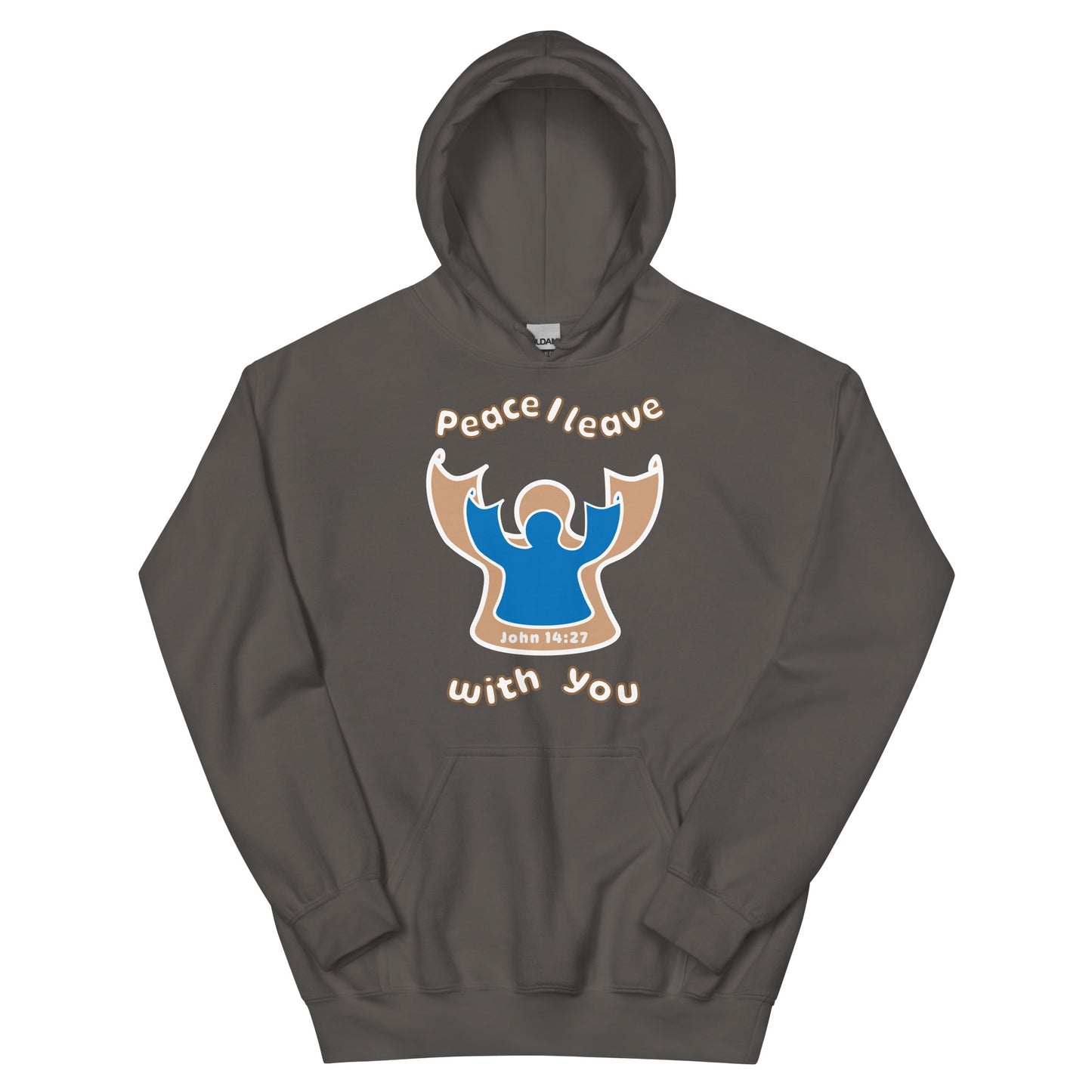 Peace I Leave With You Angel Hoodie, Charcoal