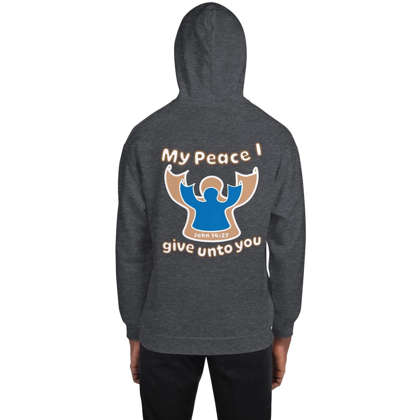 Peace Angel Clothing, Beige Blue Angel, Hoodie, Dark Heather