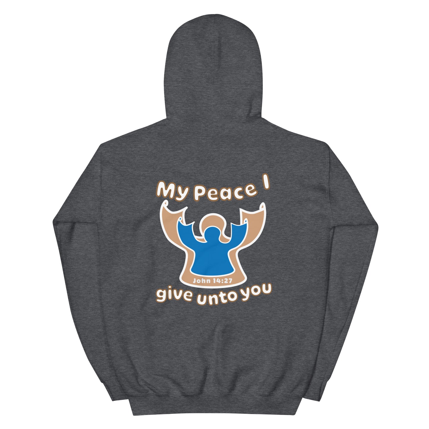 Peace Angel Clothing, Beige Blue Angel, Hoodie, Dark Heather