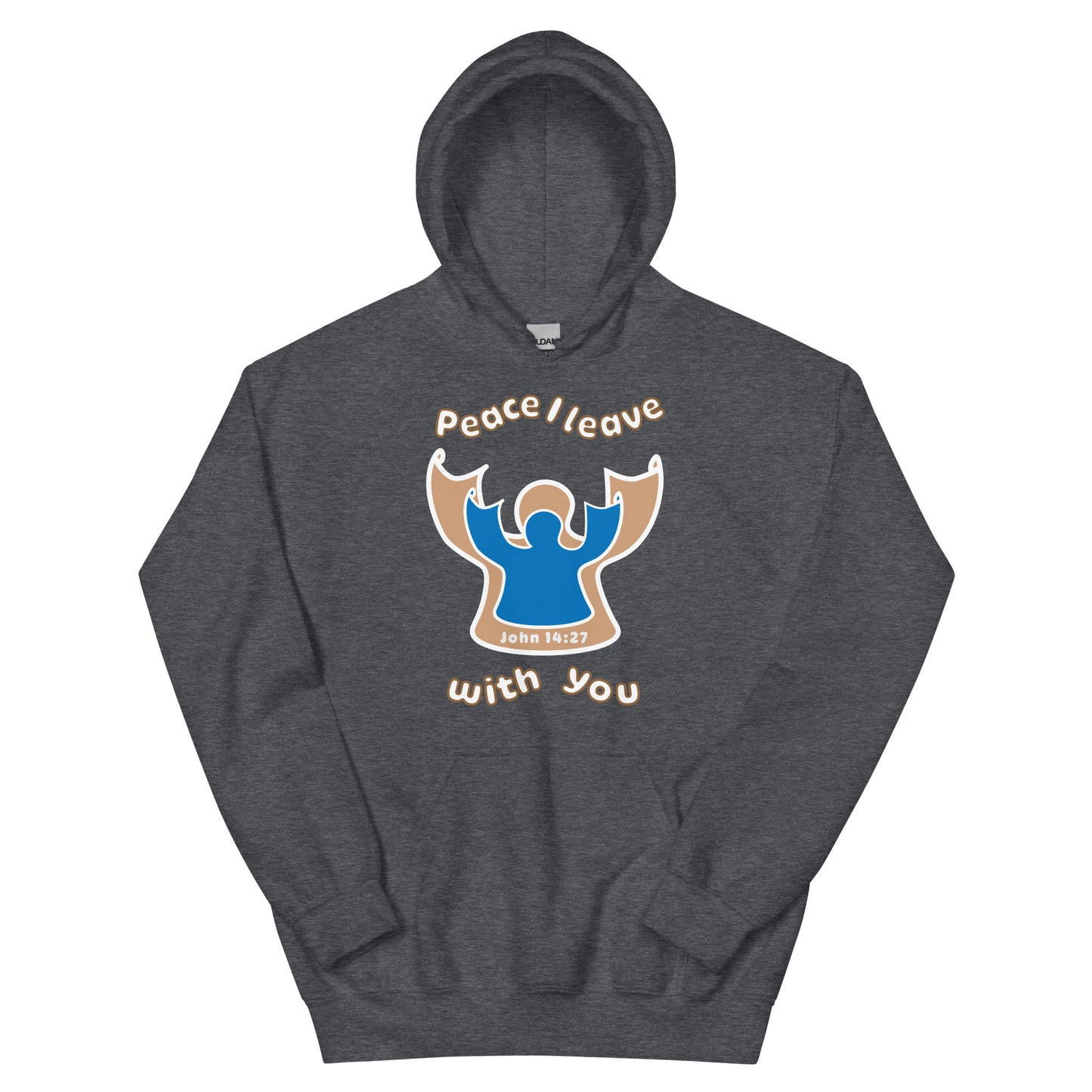 Peace Angel Clothing, Beige Blue Angel, Hoodie, Dark Heather