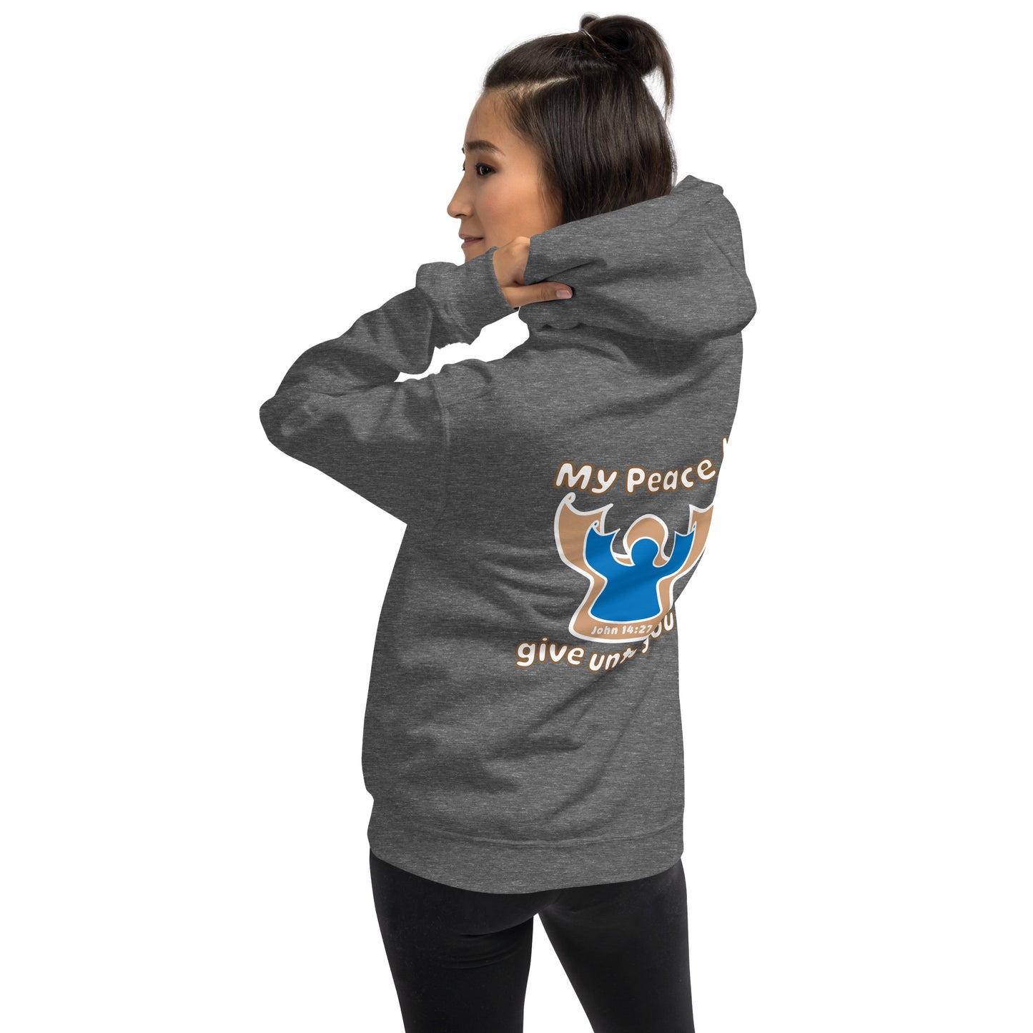 Peace Angel Clothing, Beige Blue Angel, Hoodie, Graphite Heather