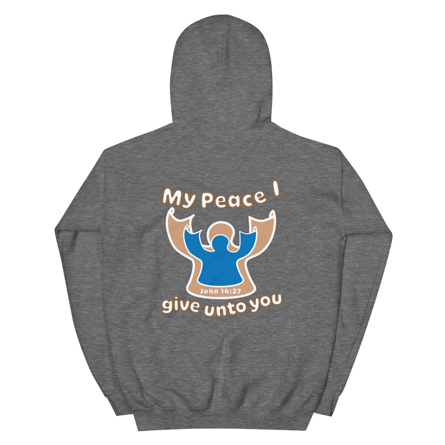 Peace Angel Clothing, Beige Blue Angel, Hoodie, Graphite Heather