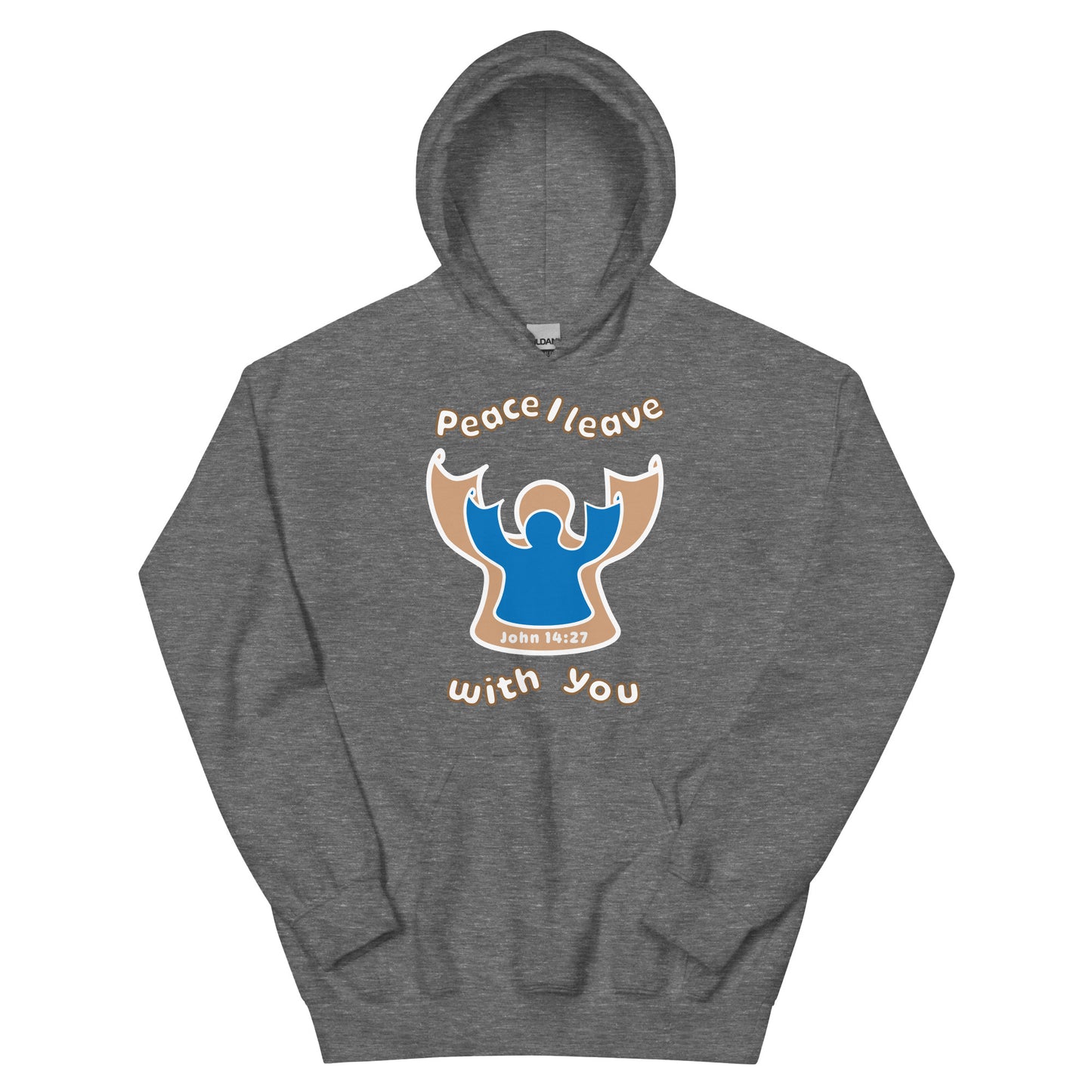 Peace Angel Clothing, Beige Blue Angel, Hoodie, Graphite Heather