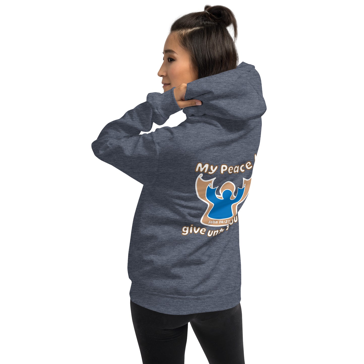 Peace Angel Clothing, Beige Blue Angel, Hoodie, Heather Sport Dark Navy