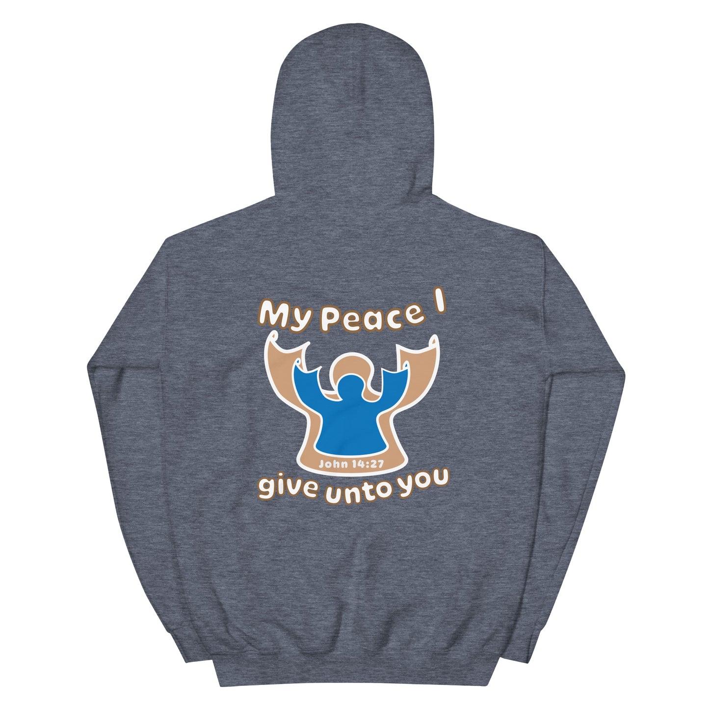 Peace Angel Clothing, Beige Blue Angel, Hoodie, Heather Sport Dark Navy