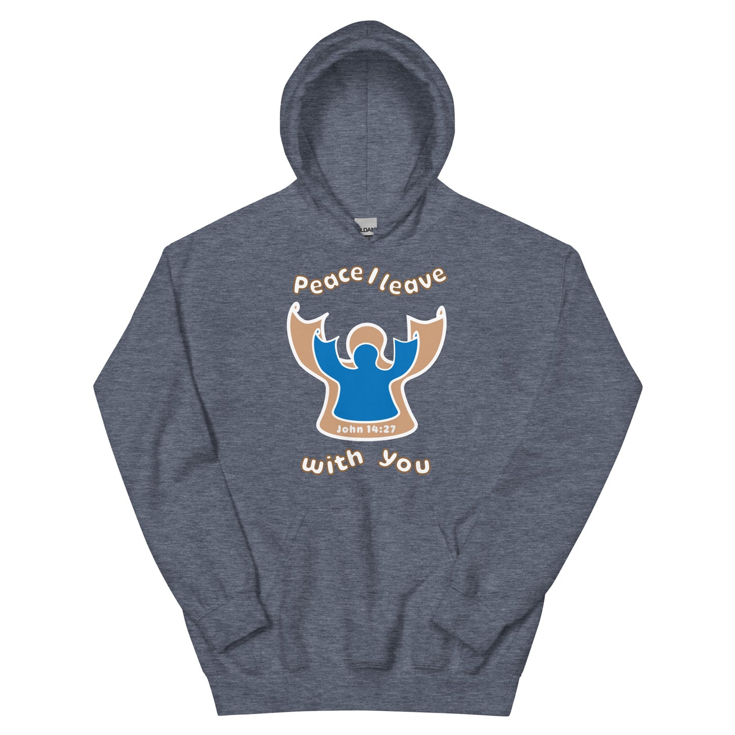 Peace Angel Clothing, Beige Blue Angel, Hoodie, Heather Sport Dark Navy