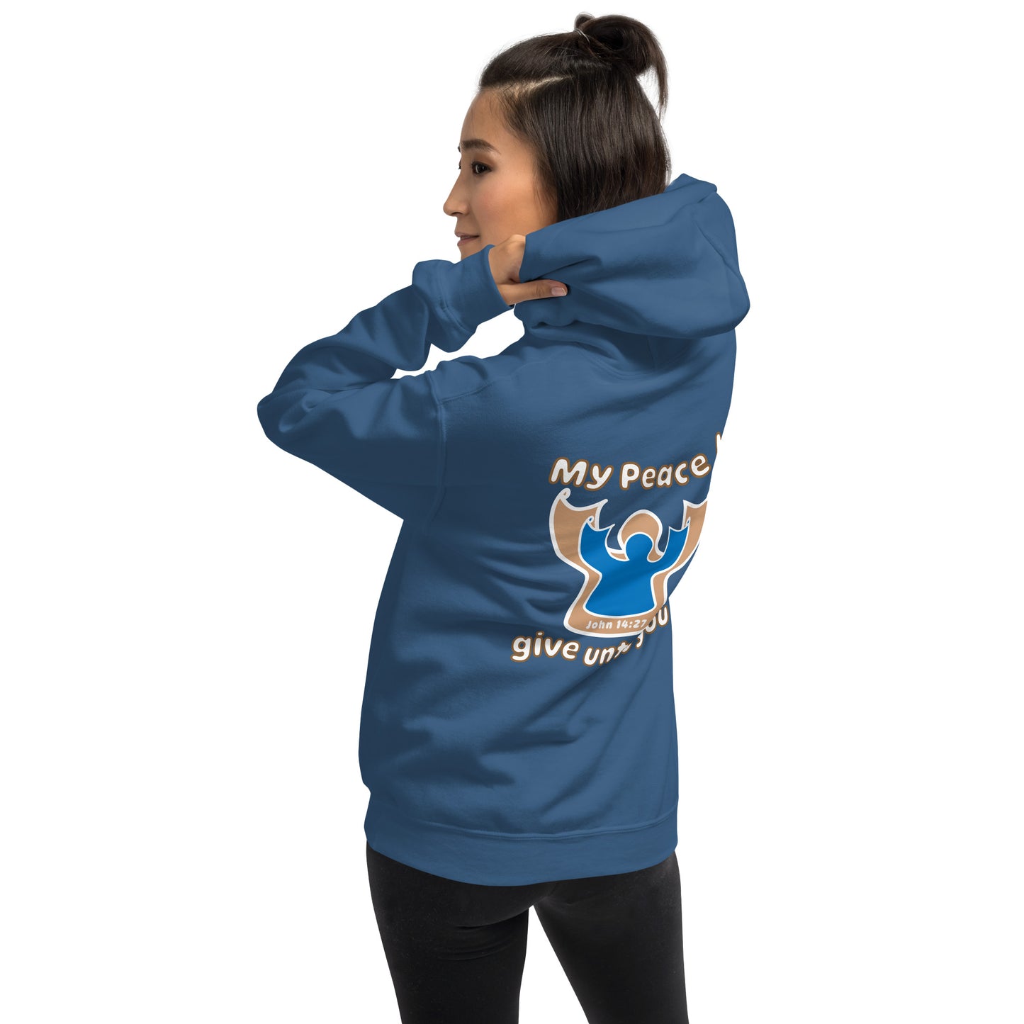 Peace Angel Clothing, Beige Blue Angel, Hoodie, Indigo Blue