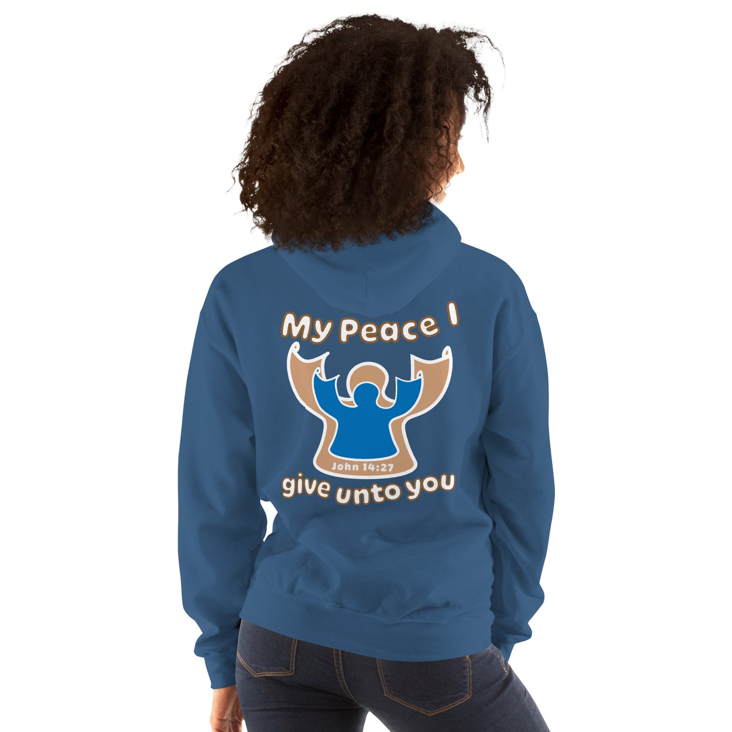 Peace Angel Clothing, Beige Blue Angel, Hoodie, Indigo Blue