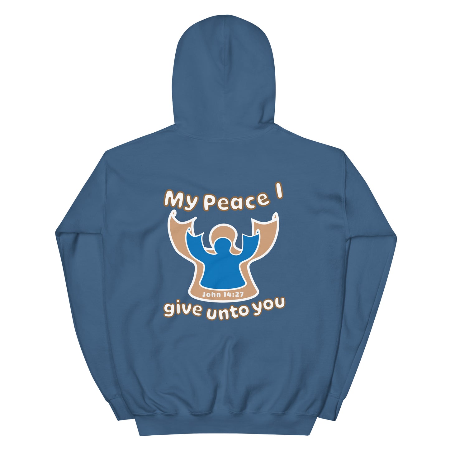 Peace Angel Clothing, Beige Blue Angel, Hoodie, Indigo Blue