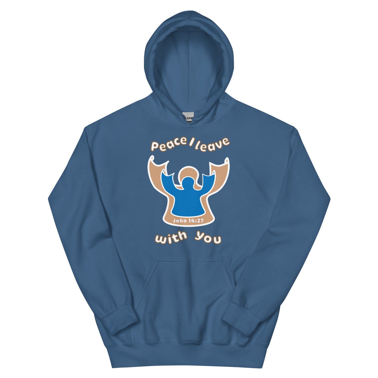 Peace Angel Clothing, Beige Blue Angel, Hoodie, Indigo Blue