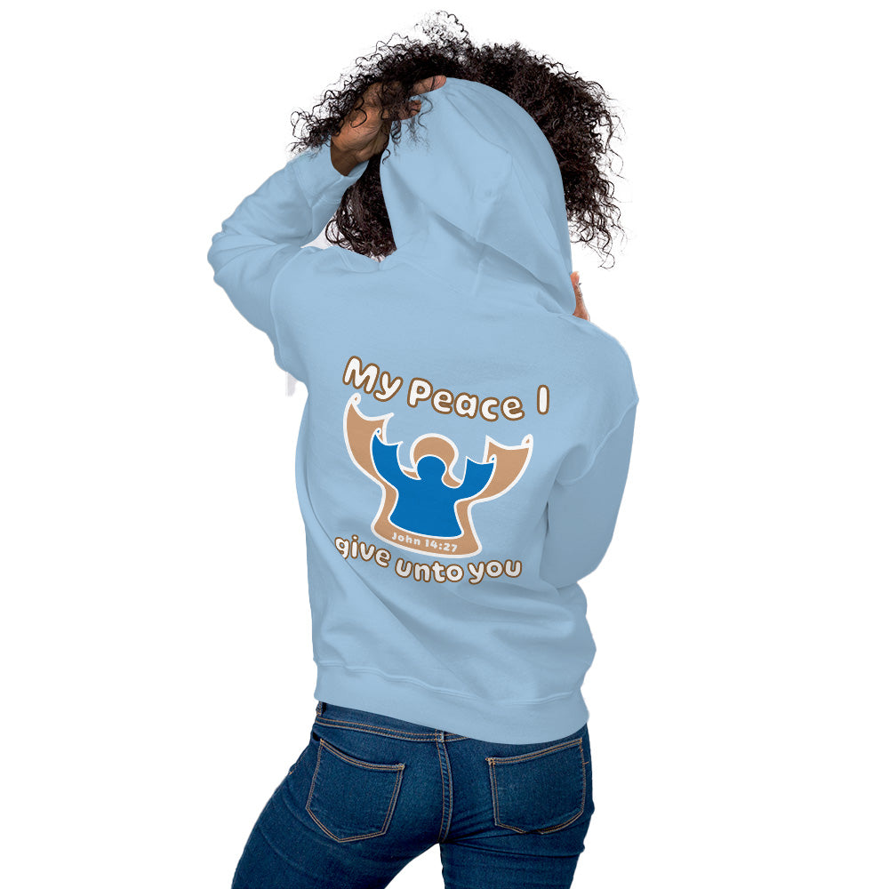 Peace I Leave With You Angel Hoodie, Light Blue