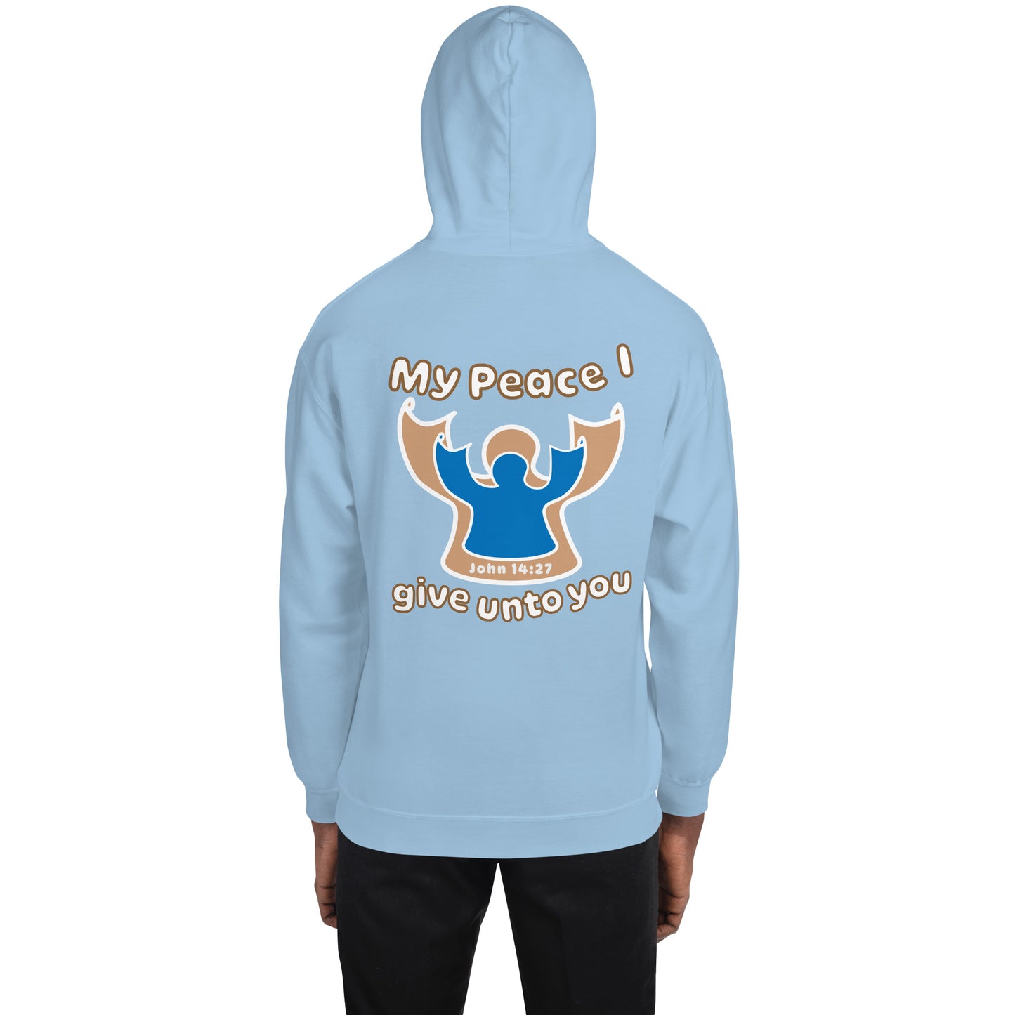 Peace I Leave With You Angel Hoodie, Light Blue