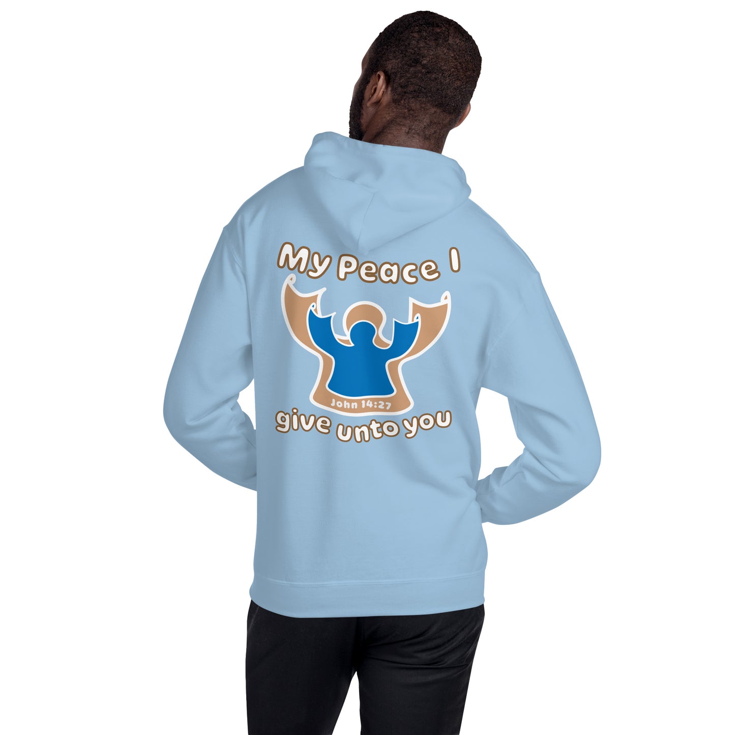 Peace I Leave With You Angel Hoodie, Light Blue