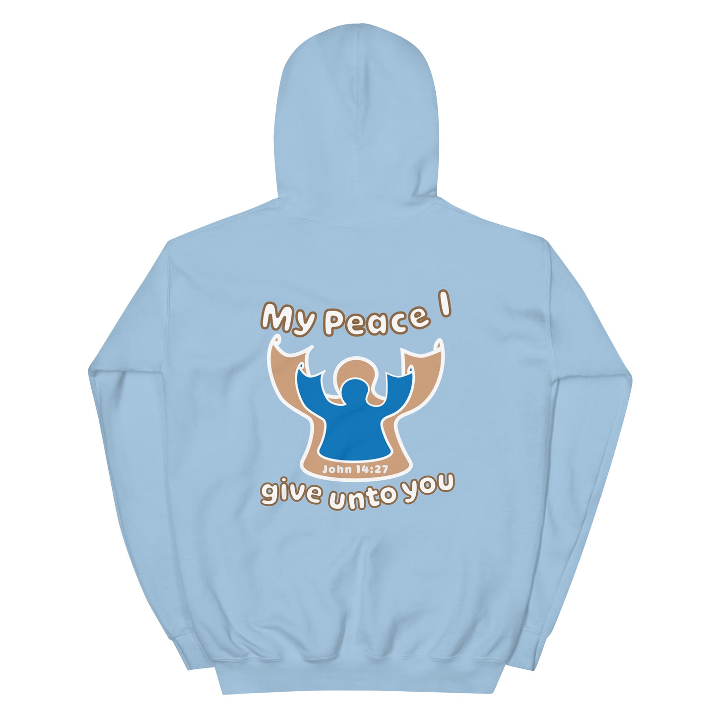 Peace I Leave With You Angel Hoodie, Light Blue