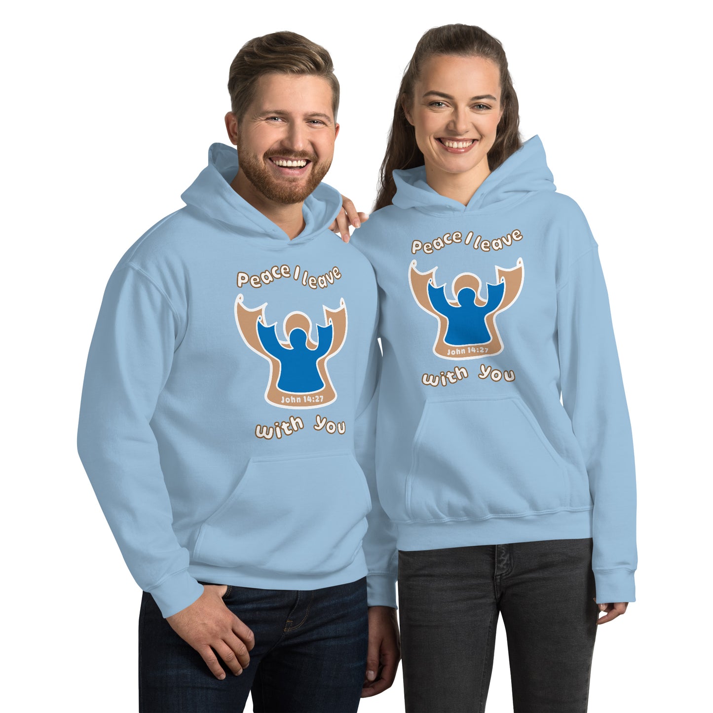 Peace I Leave With You Angel Hoodie, Light Blue