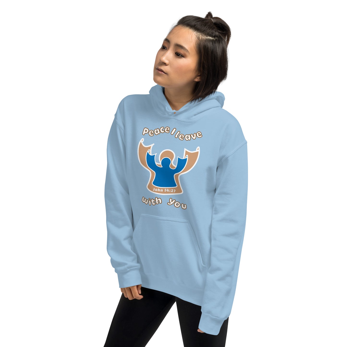 Peace I Leave With You Angel Hoodie, Light Blue