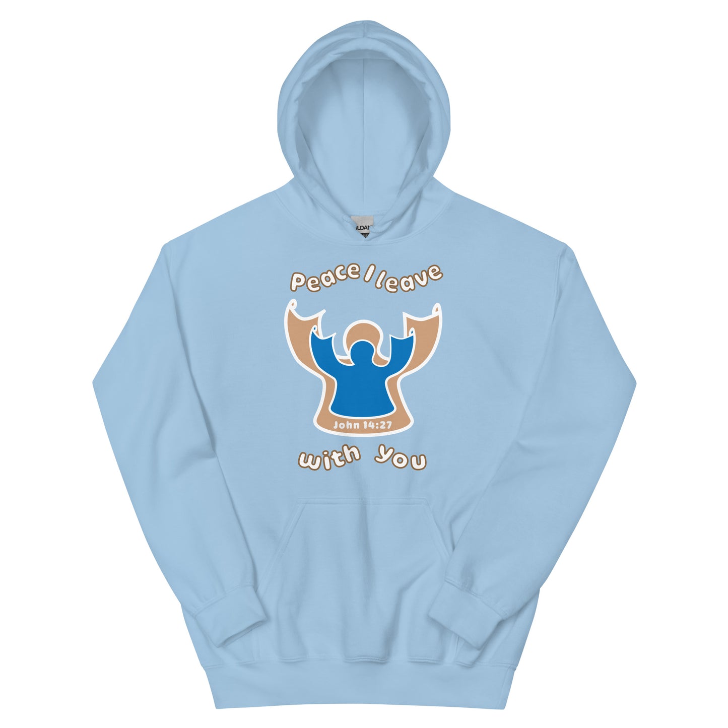Peace I Leave With You Angel Hoodie, Light Blue