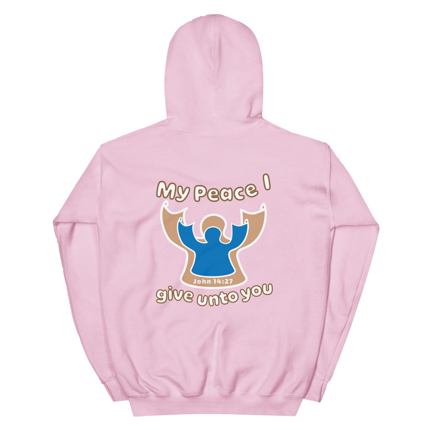 Peace I Leave With You Angel Hoodie, Light Pink