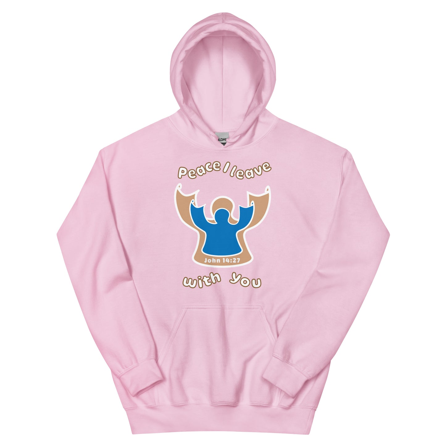 Peace I Leave With You Angel Hoodie, Light Pink