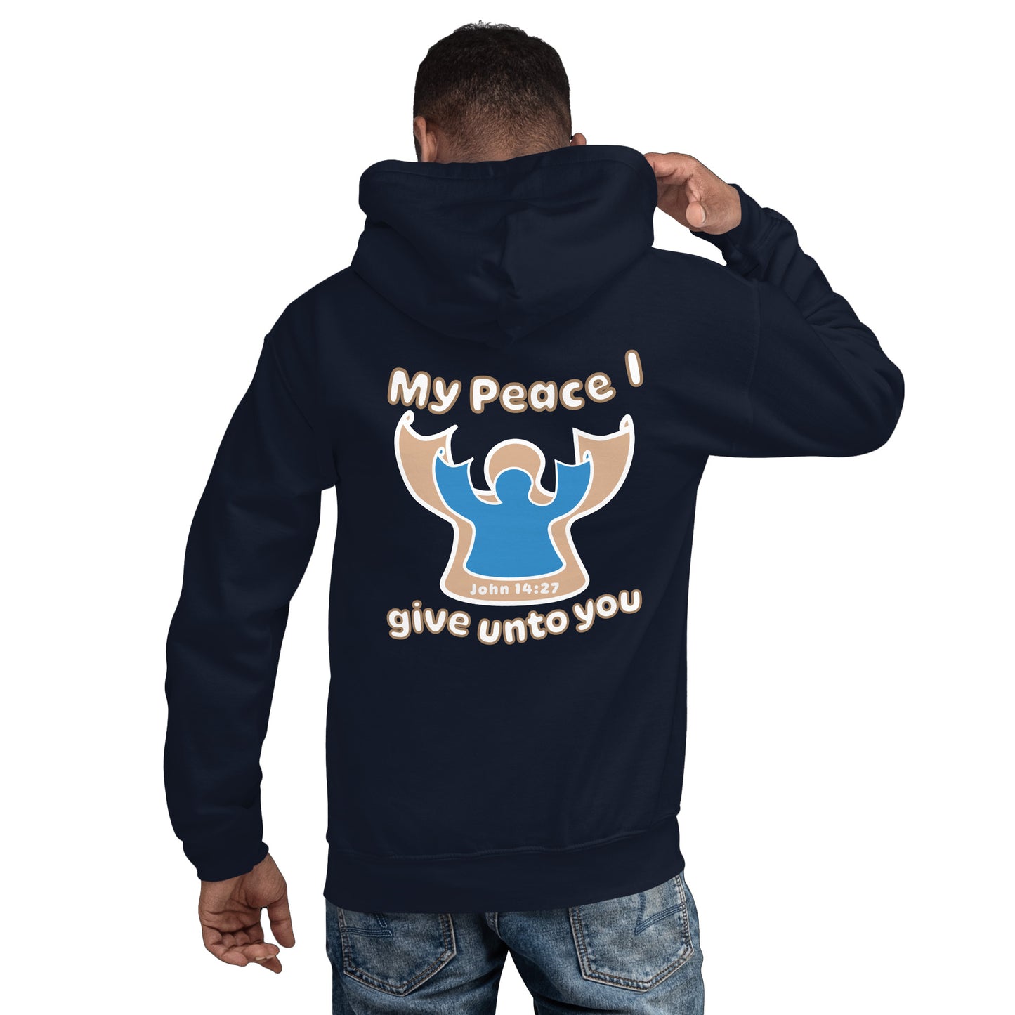 Peace Angel Clothing, Beige Blue Angel, Hoodie, Navy