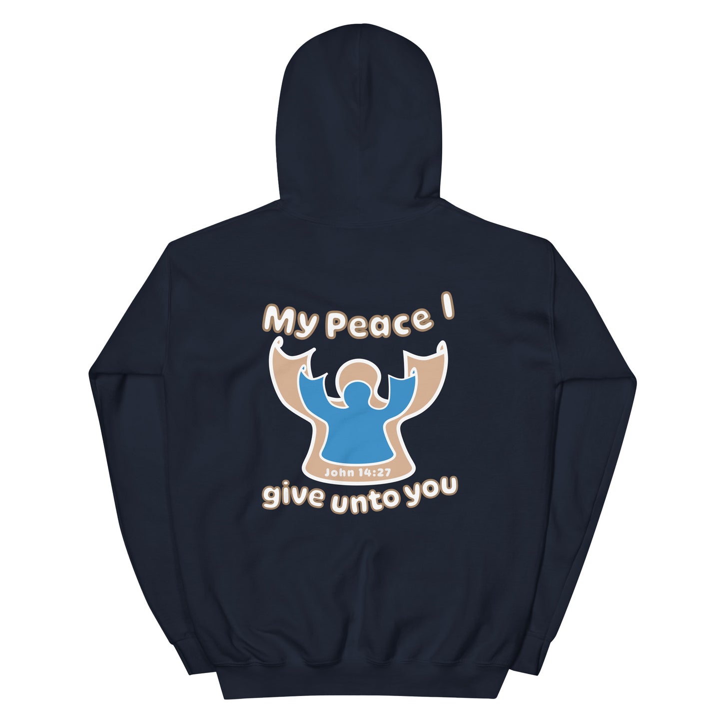 Peace Angel Clothing, Beige Blue Angel, Hoodie, Navy
