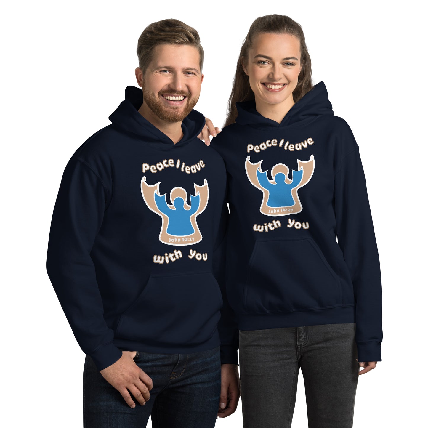 Peace Angel Clothing, Beige Blue Angel, Hoodie, Navy