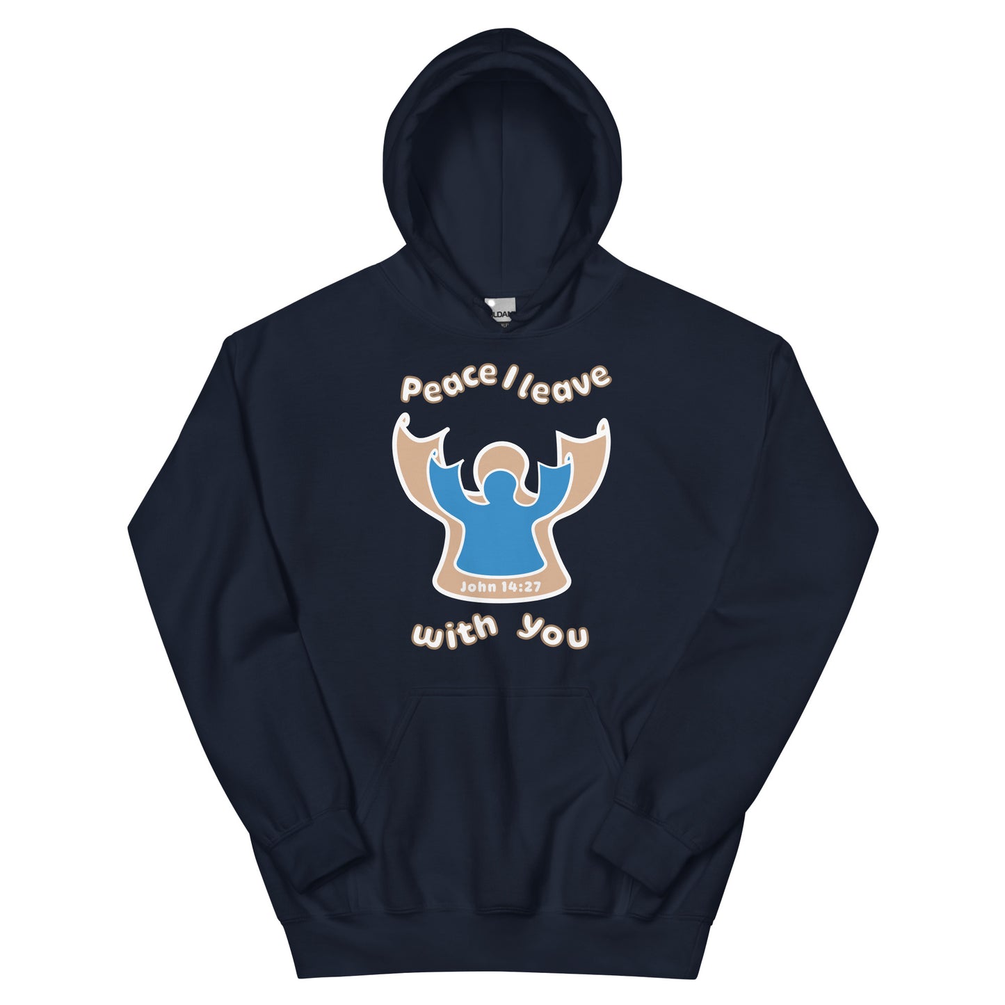 Peace Angel Clothing, Beige Blue Angel, Hoodie, Navy
