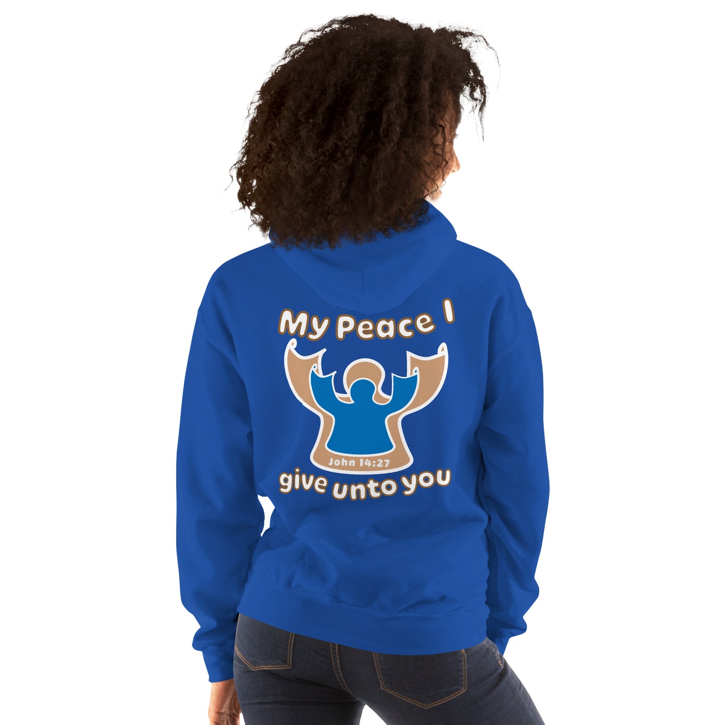 Peace Angel Clothing, Beige Blue Angel, Hoodie, Royal