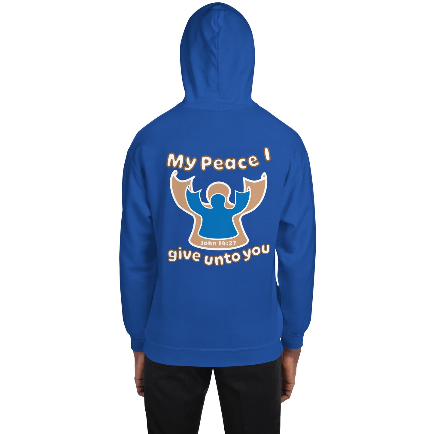 Peace Angel Clothing, Beige Blue Angel, Hoodie, Royal