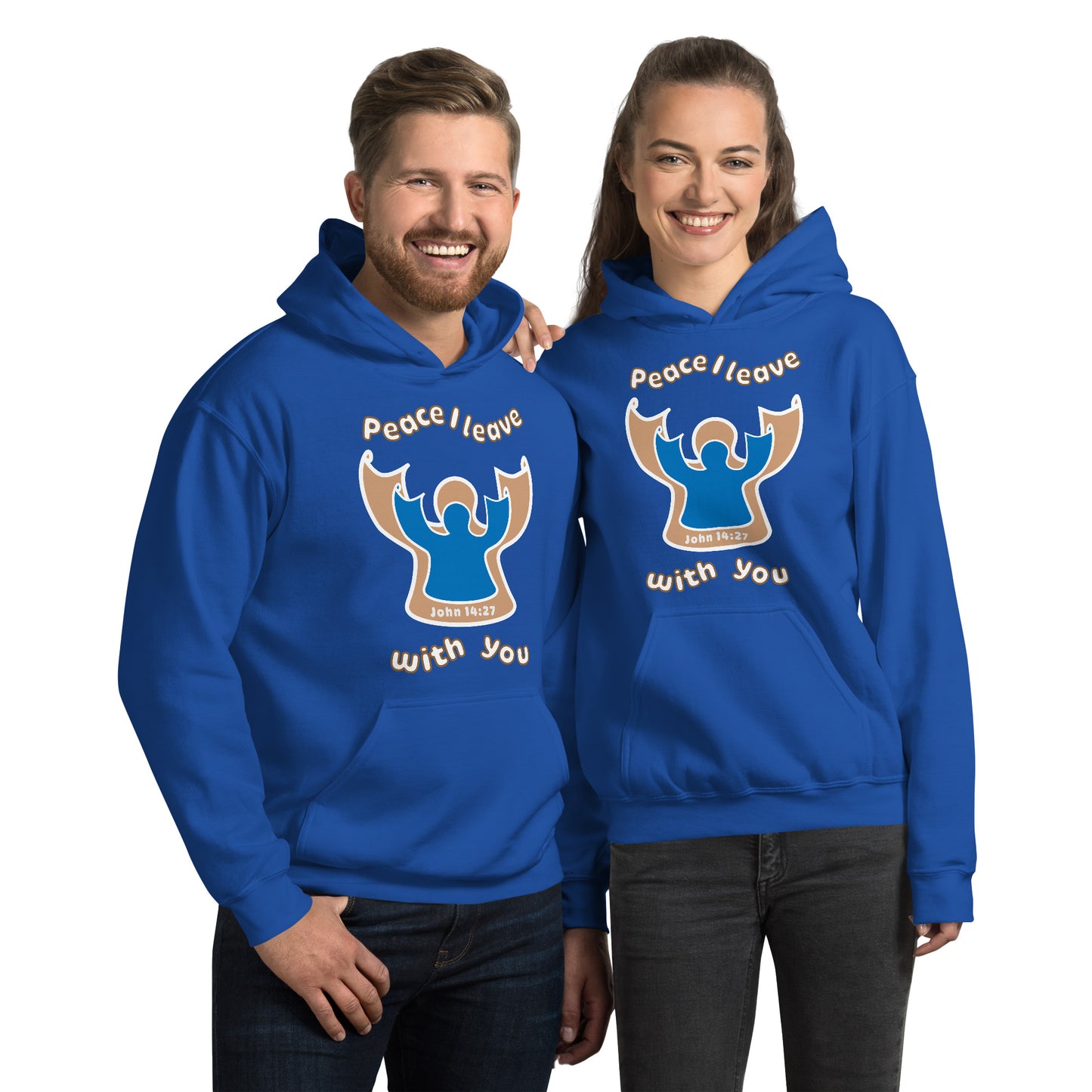 Peace Angel Clothing, Beige Blue Angel, Hoodie, Royal