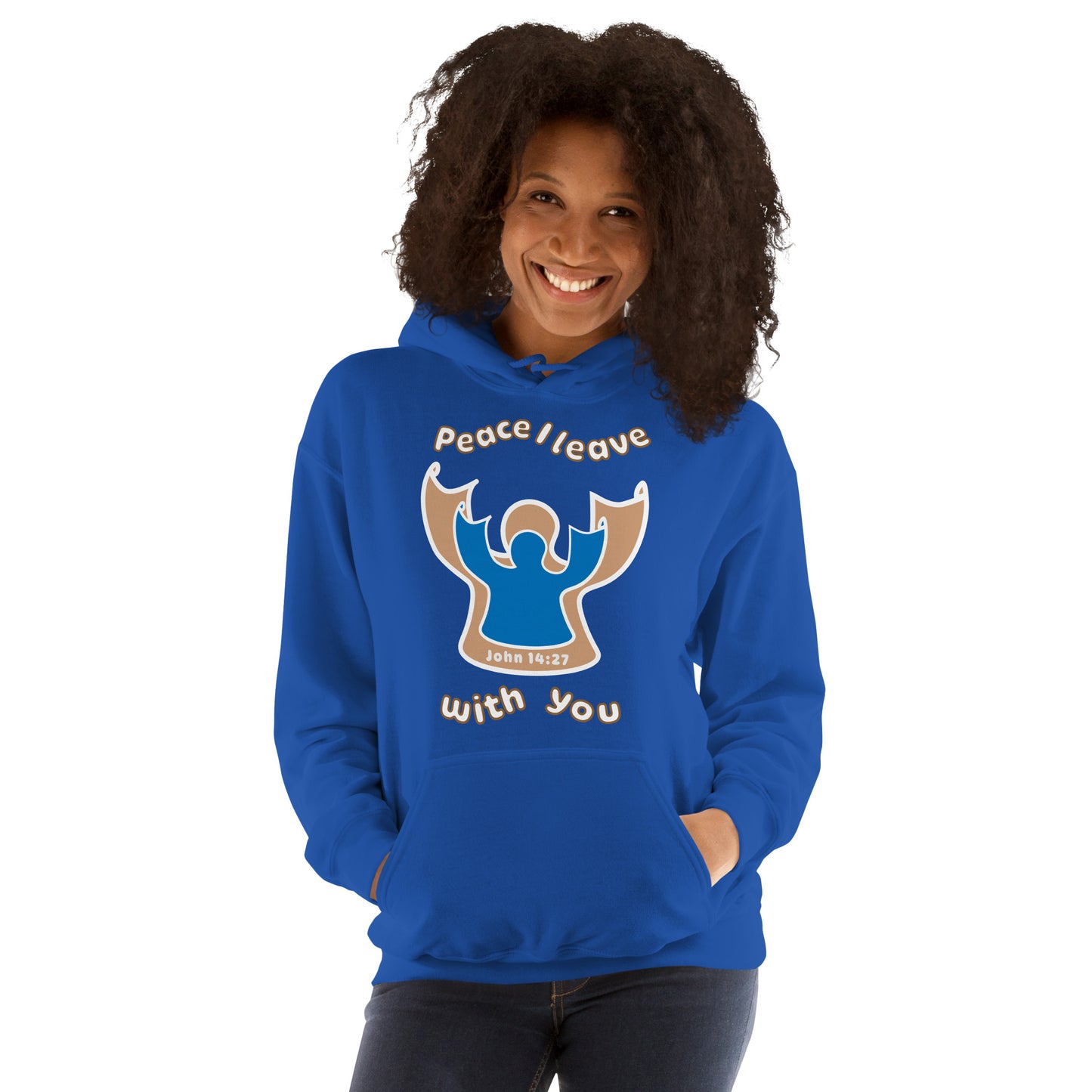 Peace Angel Clothing, Beige Blue Angel, Hoodie, Royal