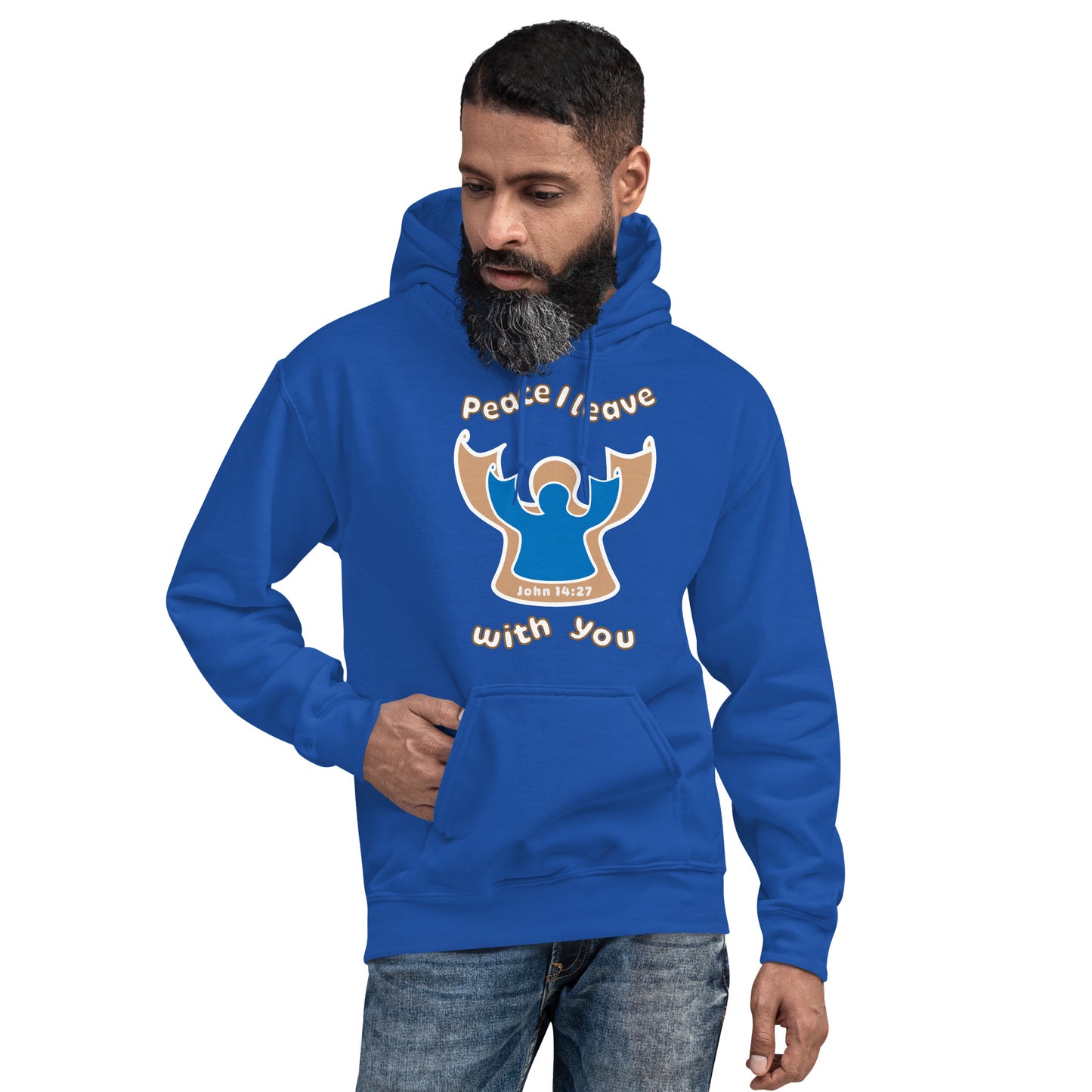 Peace Angel Clothing, Beige Blue Angel, Hoodie, Royal