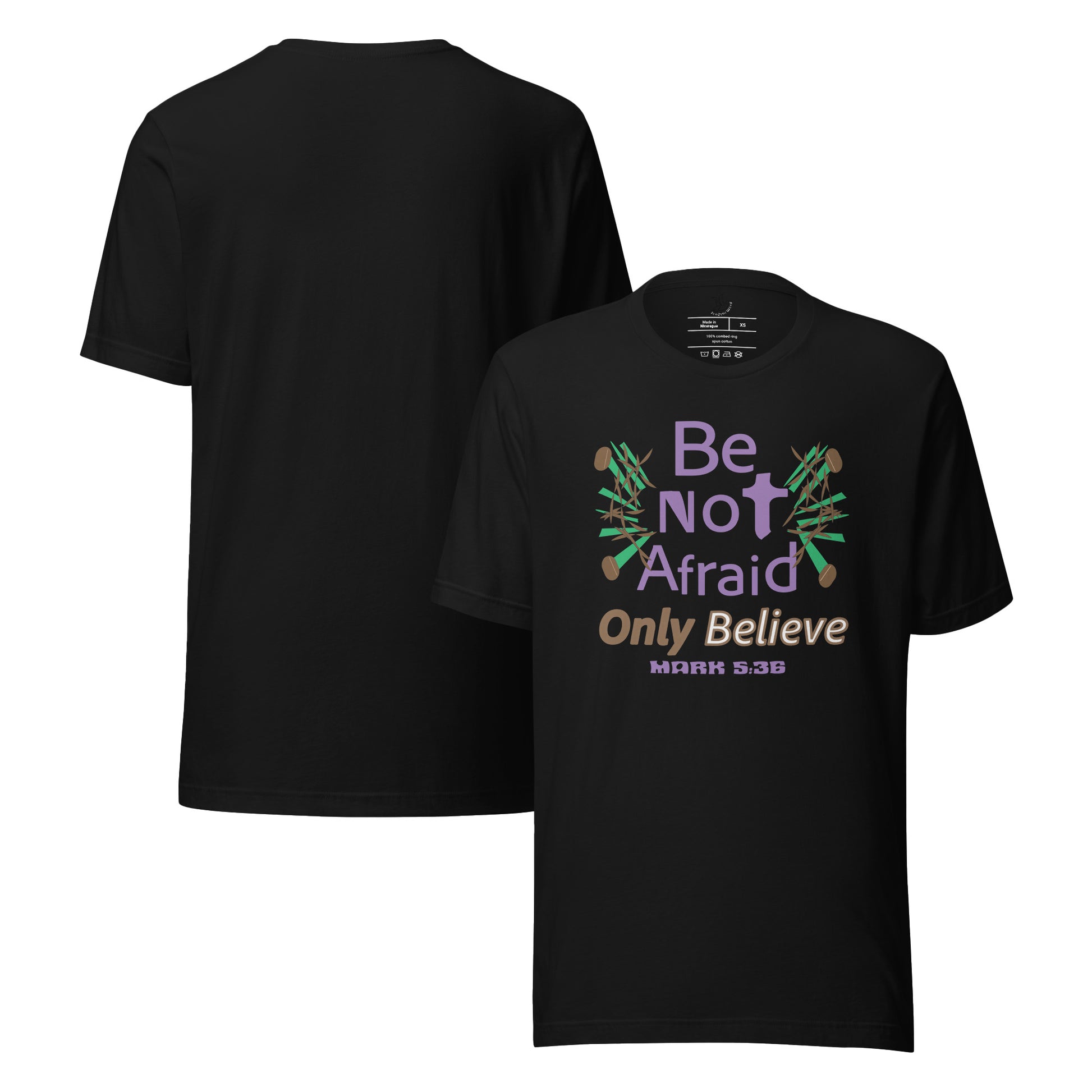 Black be not afraid only believe Mark 5:36 christian t-shirt