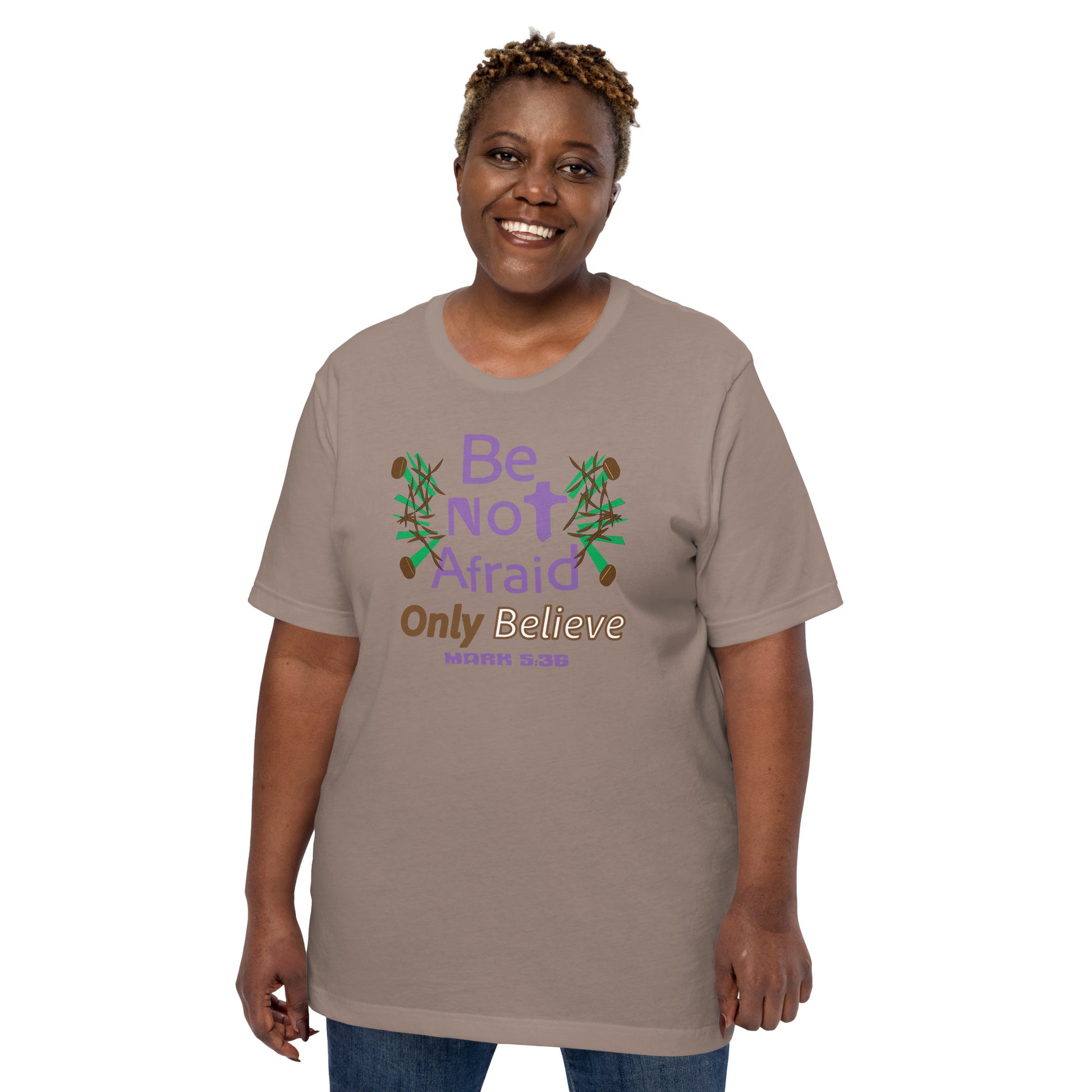 Pebble be not afraid only believe Mark 5:36 christian t-shirt